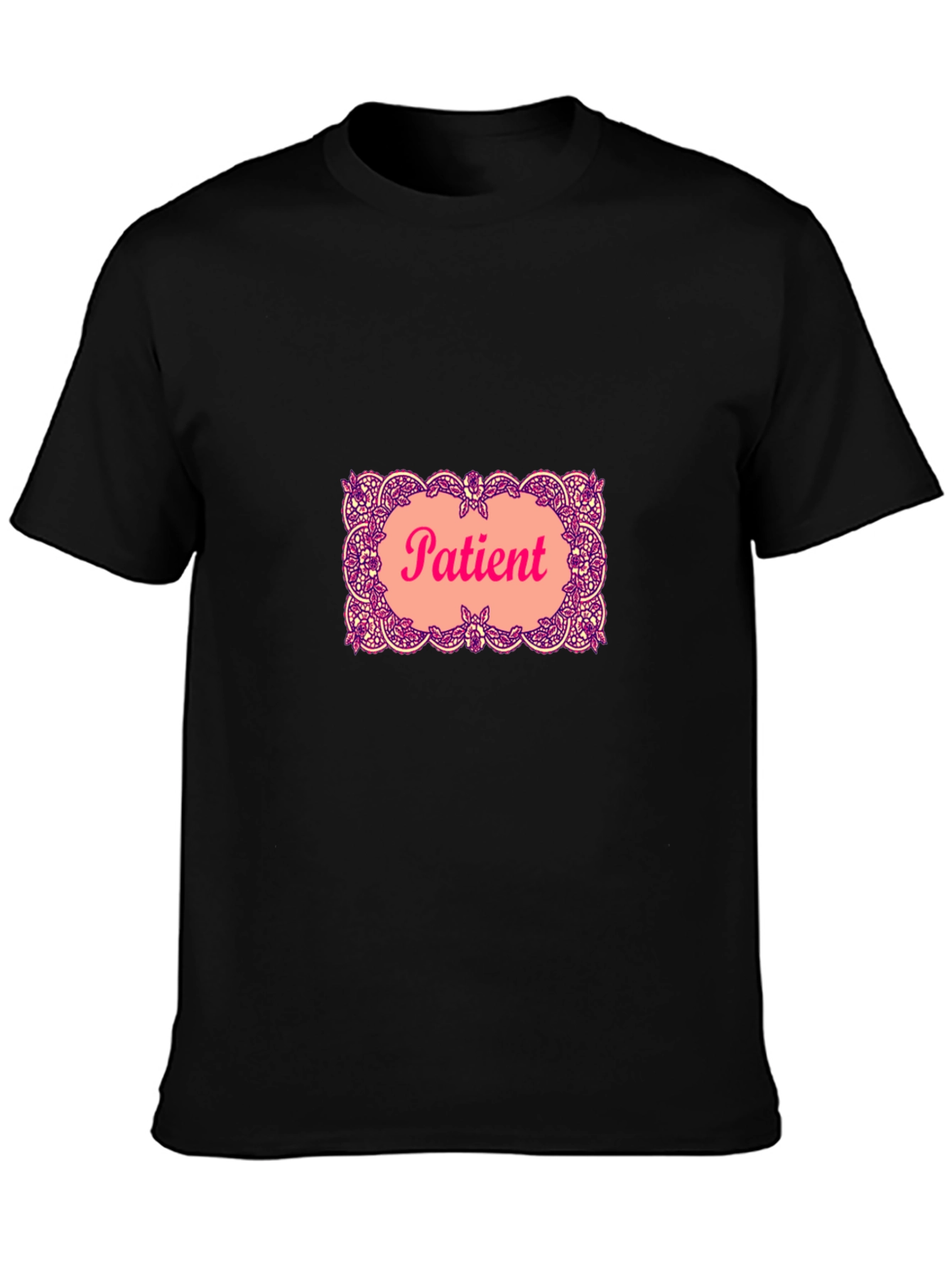 Patient Graphic T-Shirt - Black Crew Neck Tee