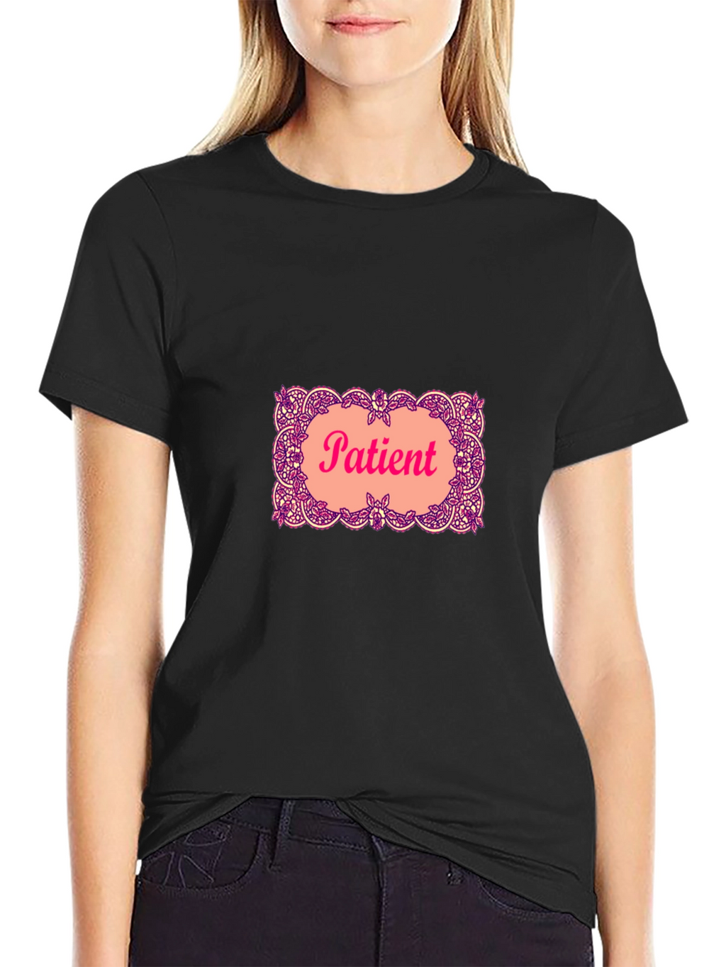 Patient Graphic T-Shirt - Black Crew Neck Tee