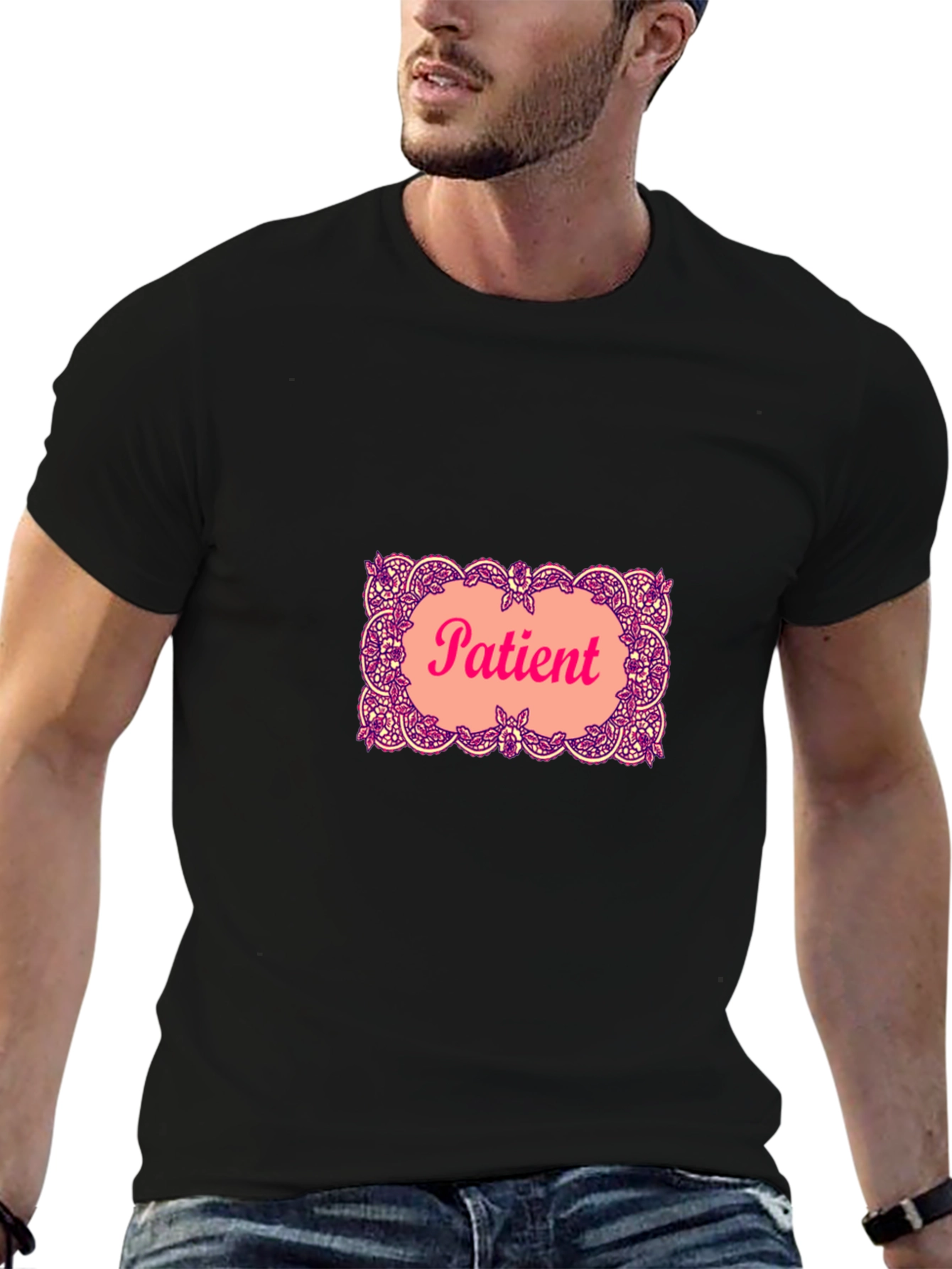 Patient Graphic T-Shirt - Black Crew Neck Tee