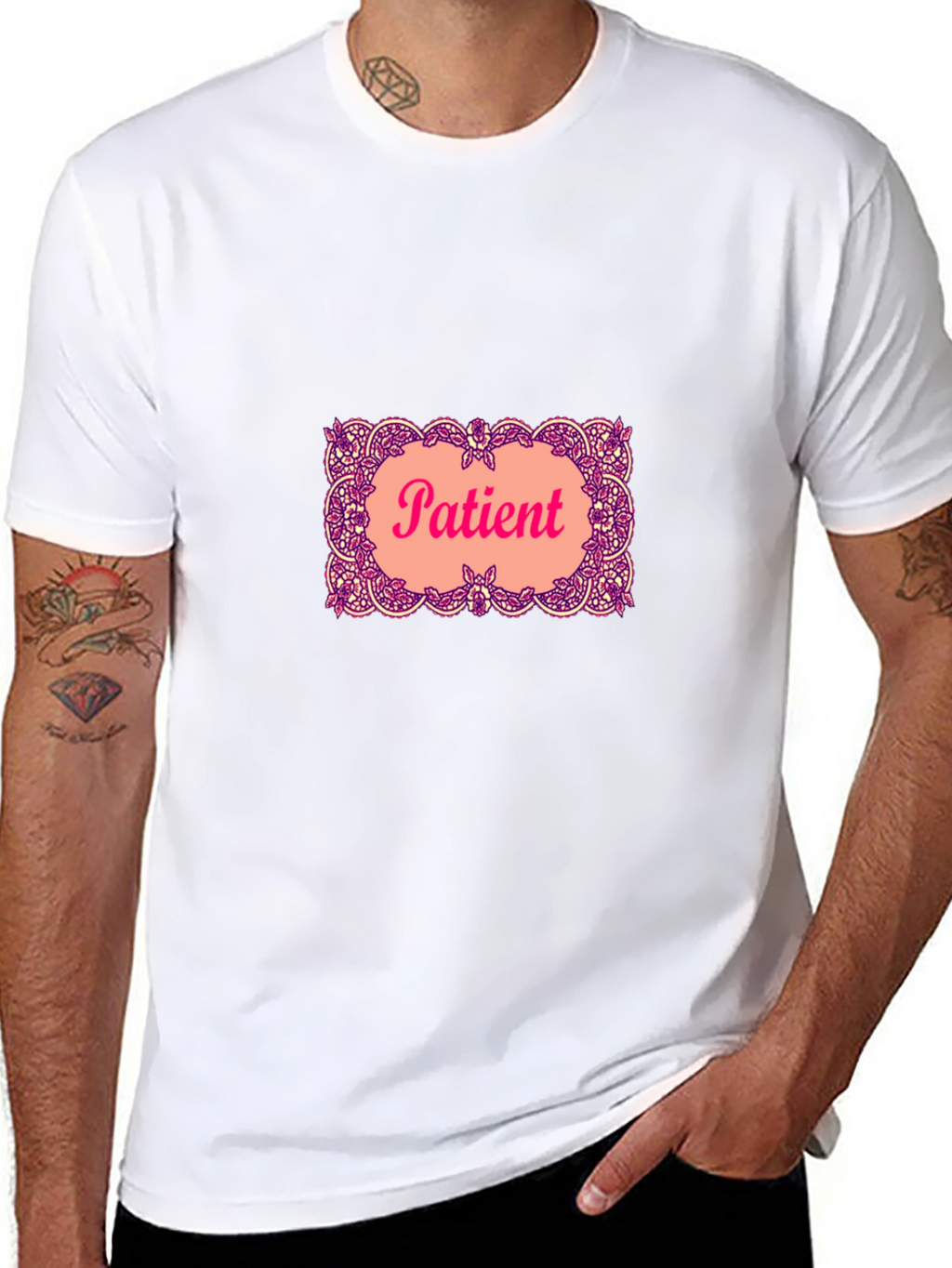 Patient Graphic T-Shirt - Black Crew Neck Tee