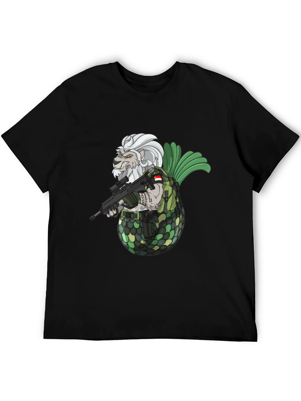 Merlion Soldier Graphic T-Shirt - Black