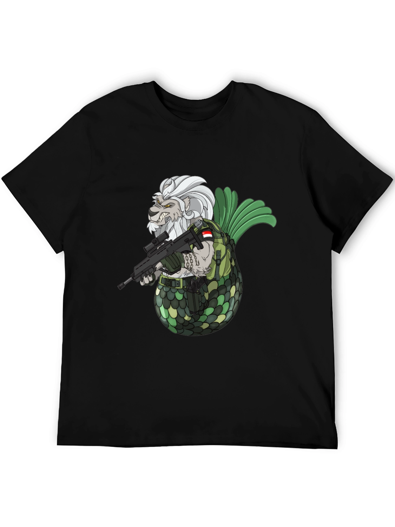 Merlion Soldier Graphic T-Shirt - Black