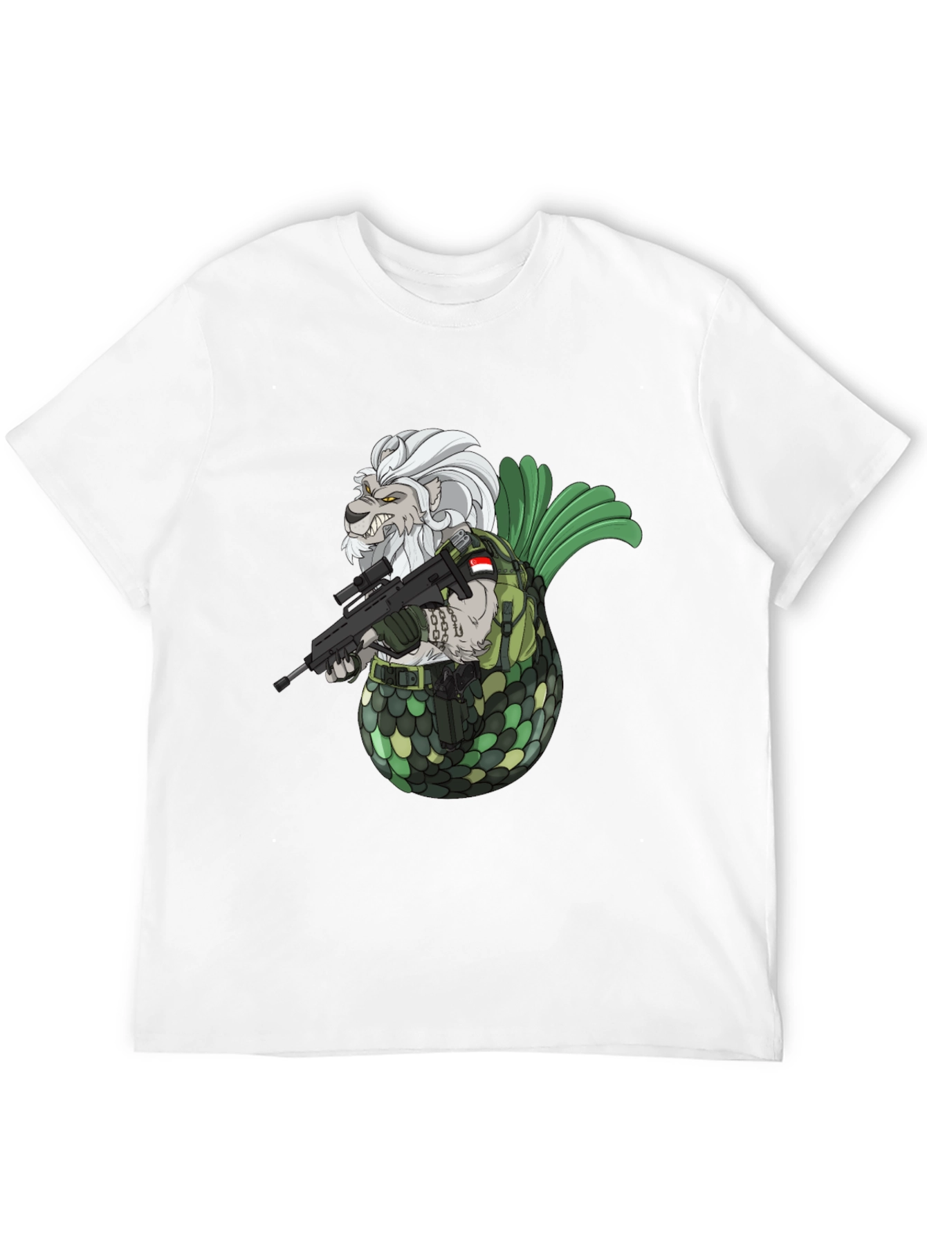 Merlion Soldier Graphic T-Shirt - Black