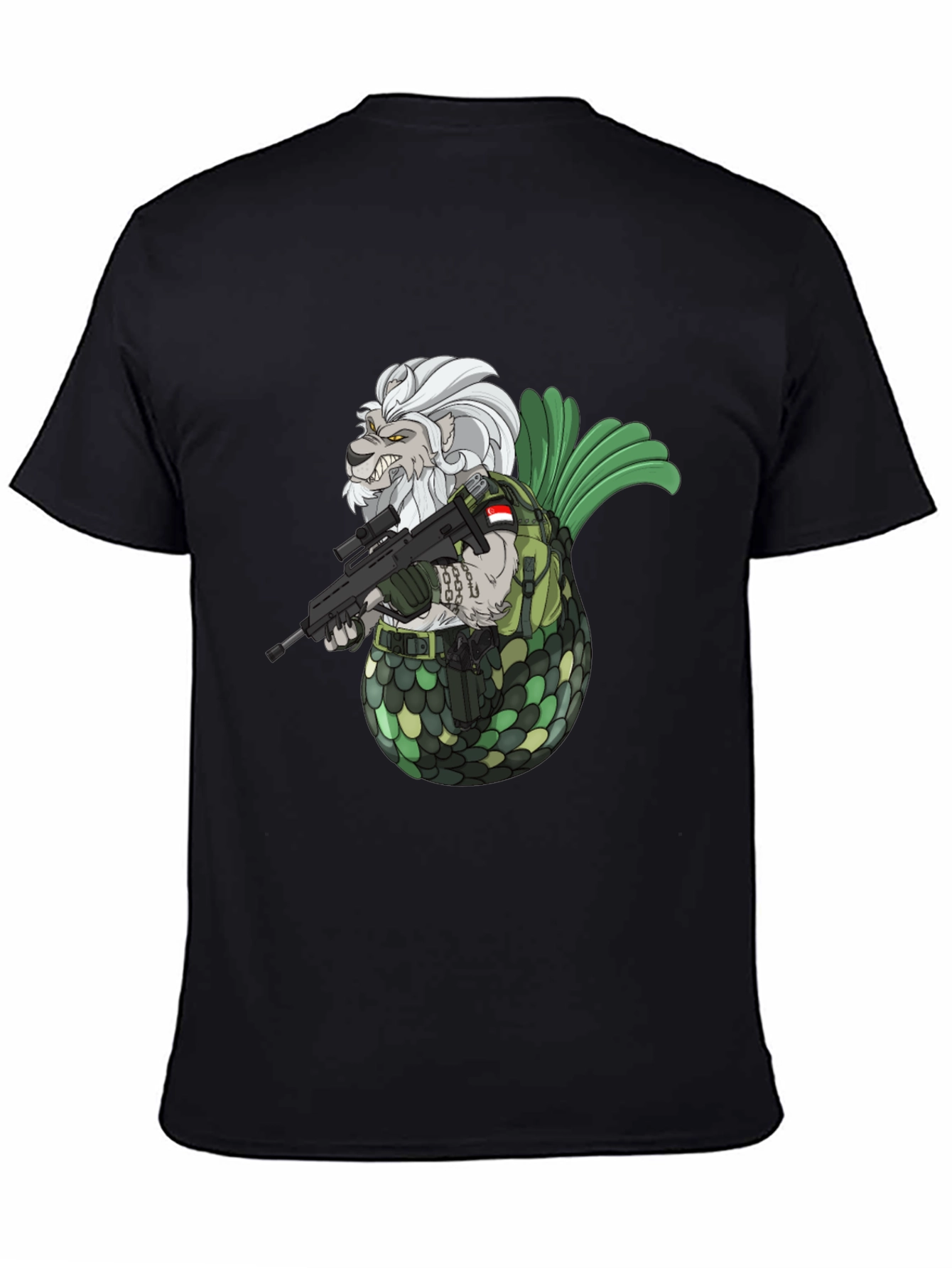 Merlion Soldier Graphic T-Shirt - Black