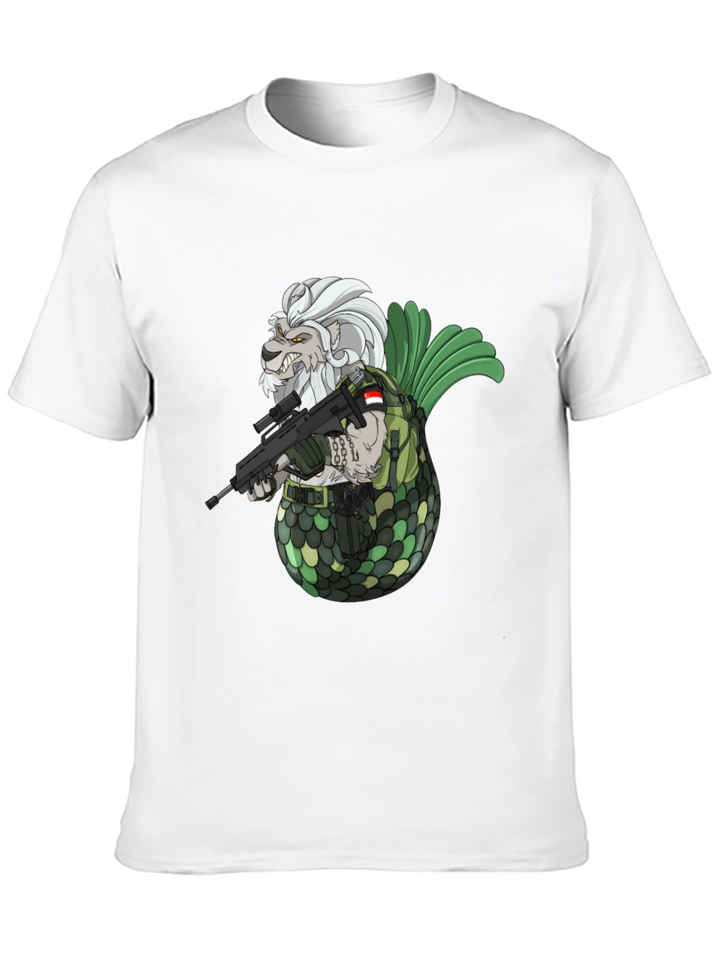 Merlion Soldier Graphic T-Shirt - Black