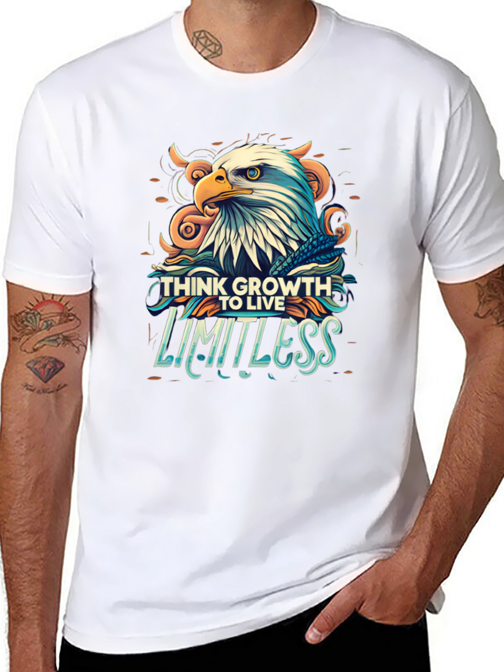 Think Growth to Live Limitless Eagle Graphic T-Shirt