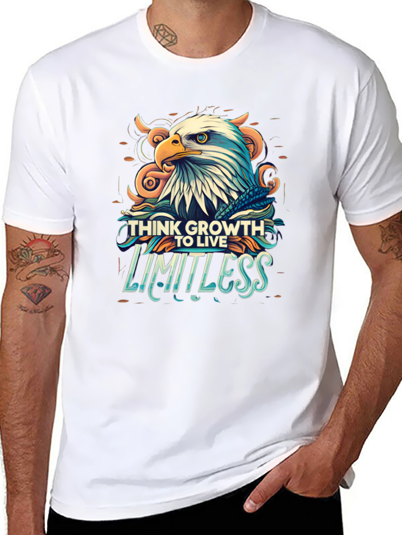 Think Growth to Live Limitless Eagle Graphic T-Shirt