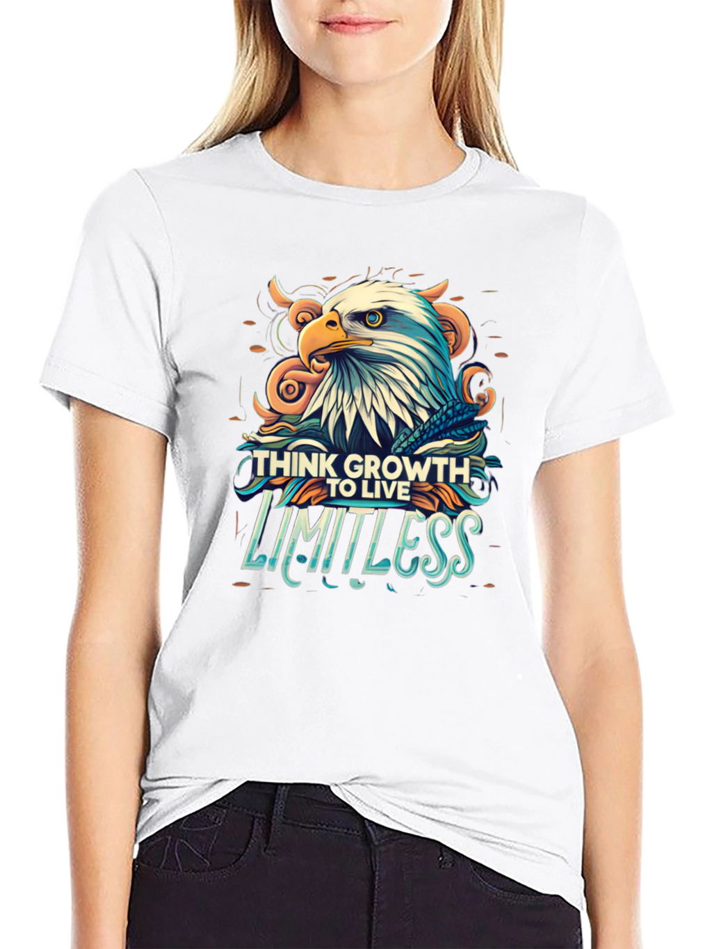 Think Growth to Live Limitless Eagle Graphic T-Shirt