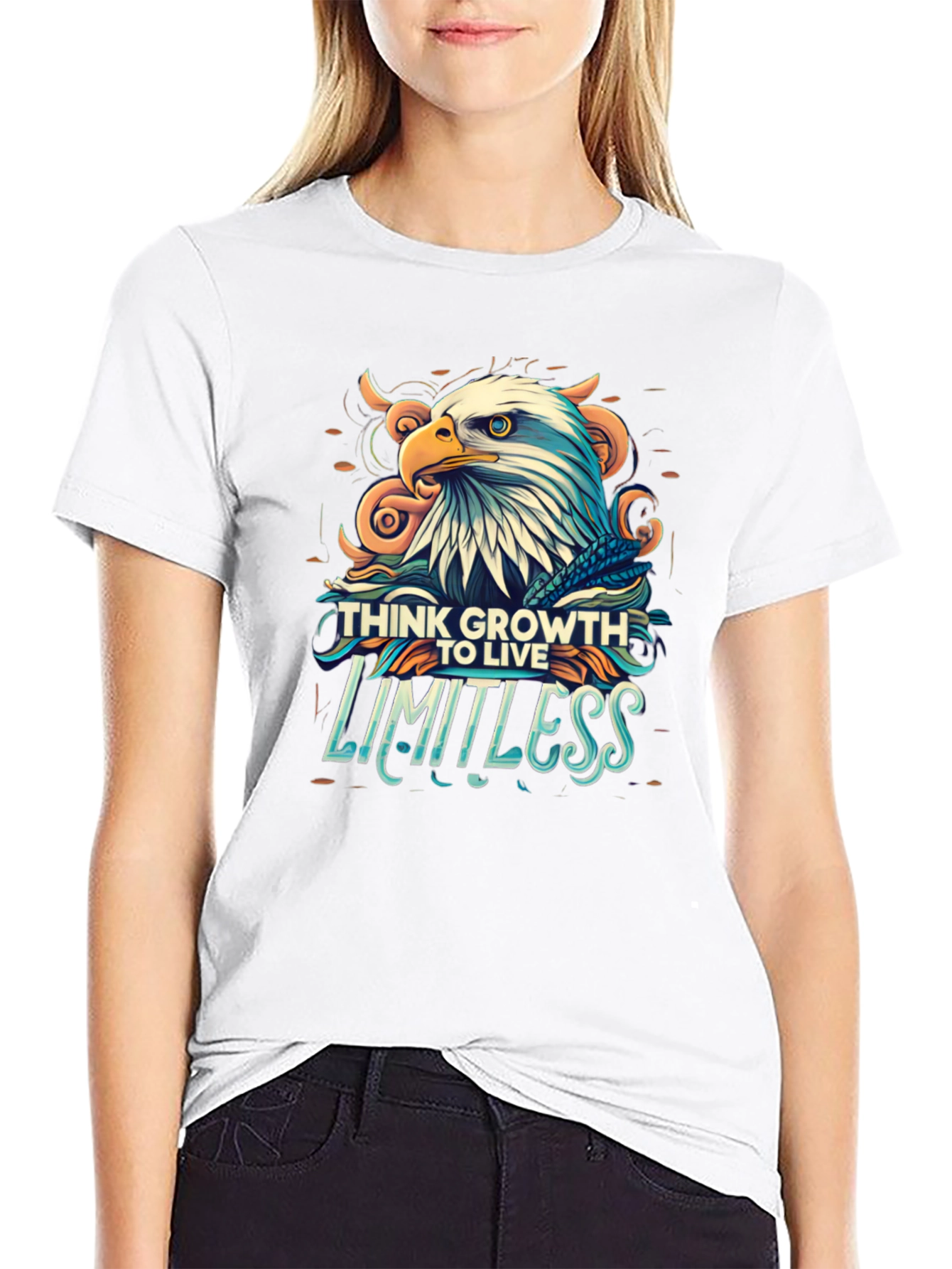 Think Growth to Live Limitless Eagle Graphic T-Shirt