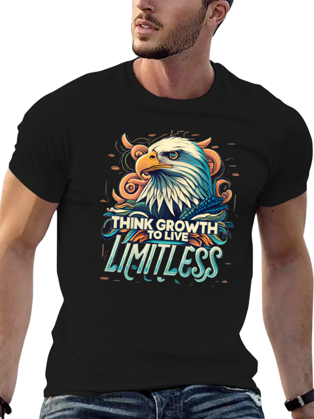 Think Growth to Live Limitless Eagle Graphic T-Shirt
