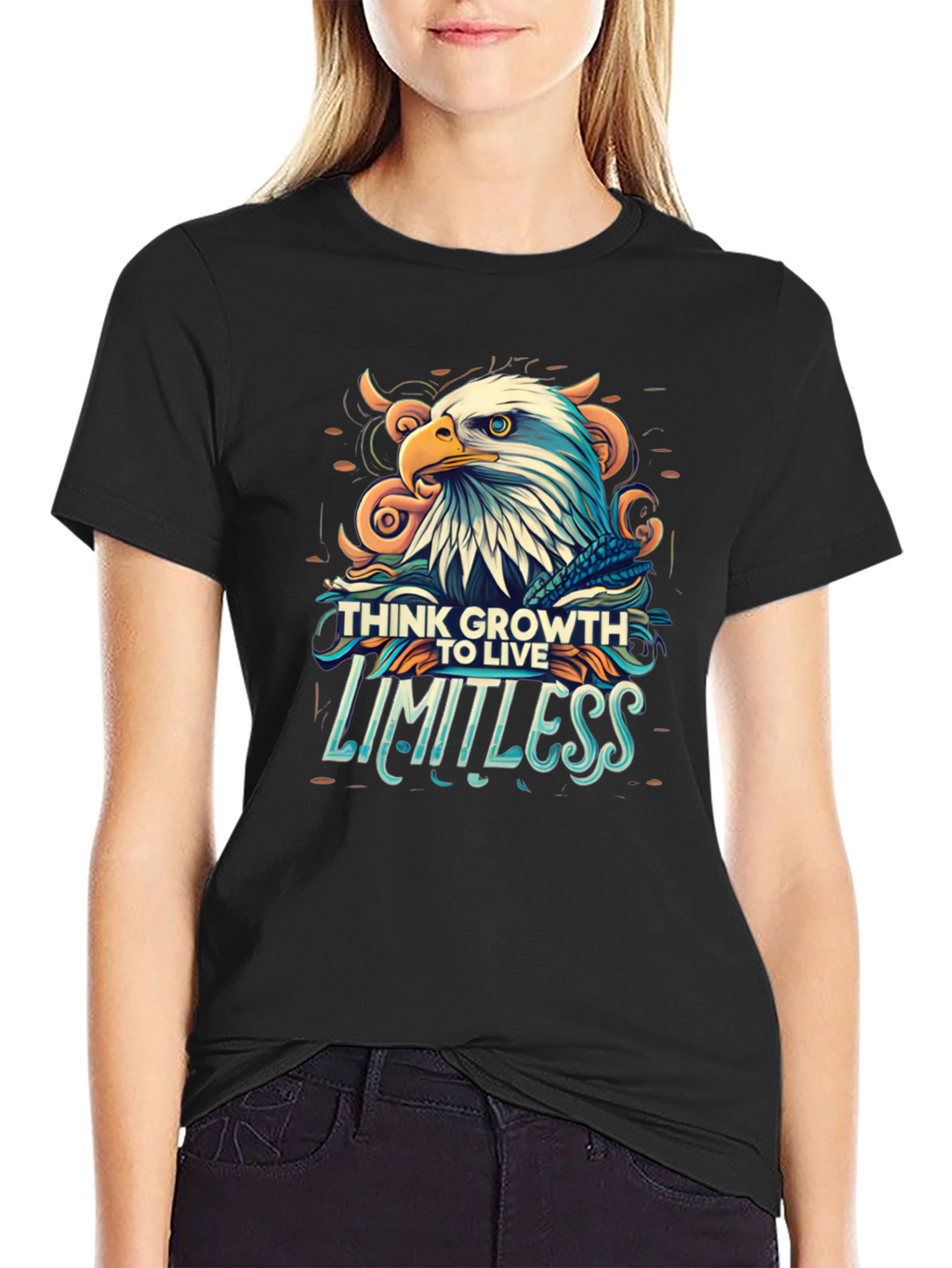 Think Growth to Live Limitless Eagle Graphic T-Shirt