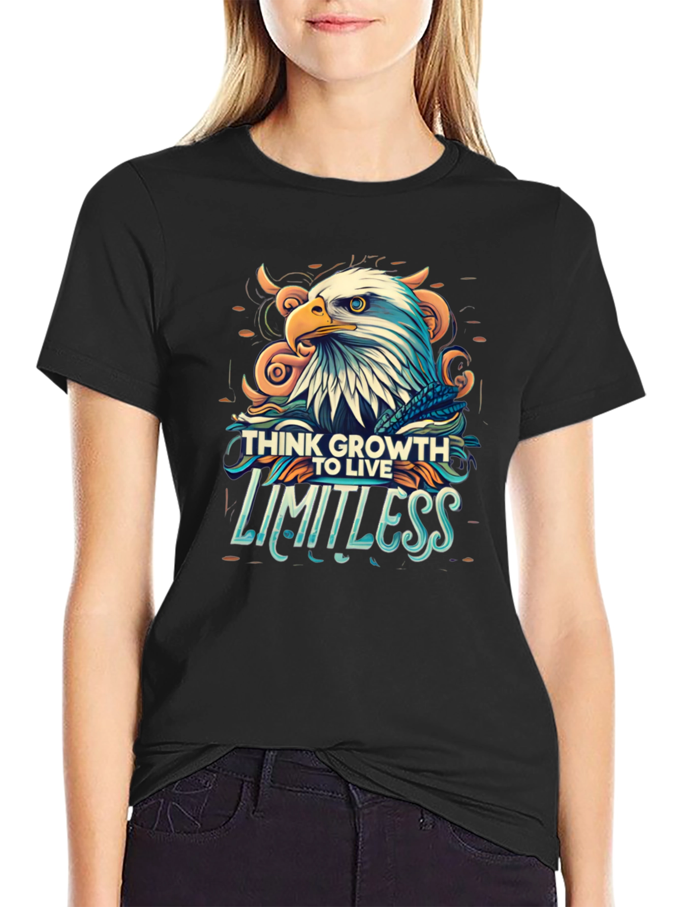 Think Growth to Live Limitless Eagle Graphic T-Shirt