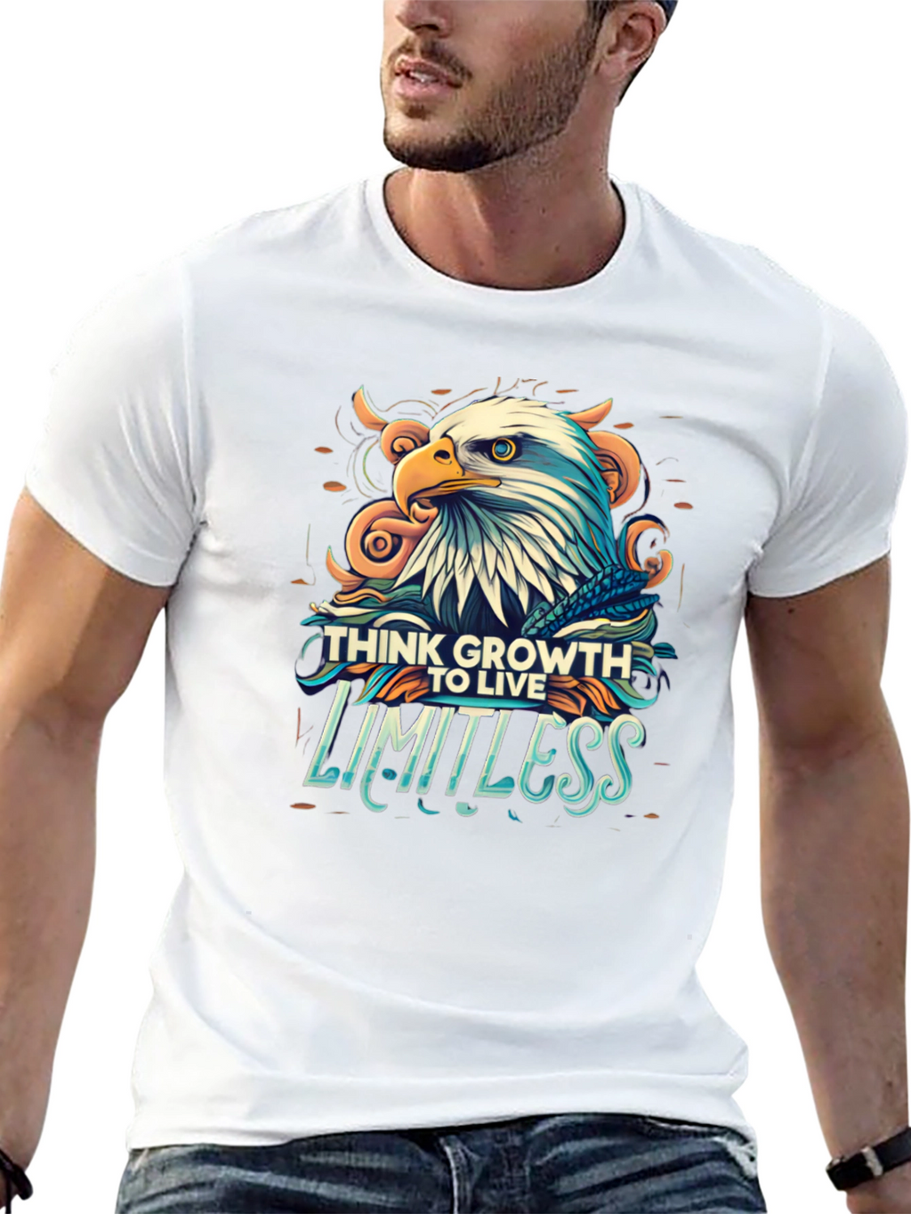 Think Growth to Live Limitless Eagle Graphic T-Shirt