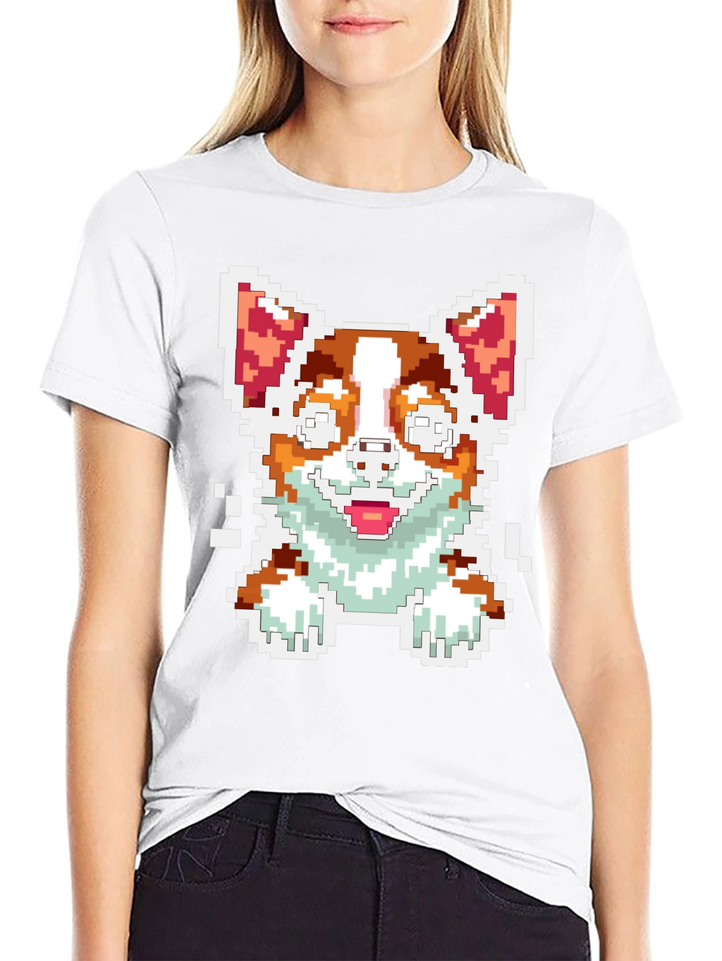 Pixel Art Corgi Dog Graphic Tee