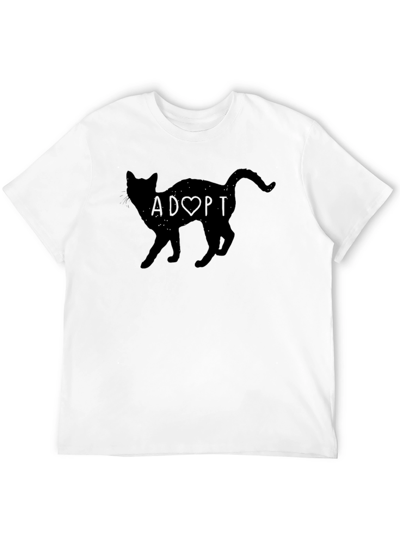 Adopt a Cat Graphic T-Shirt - Black