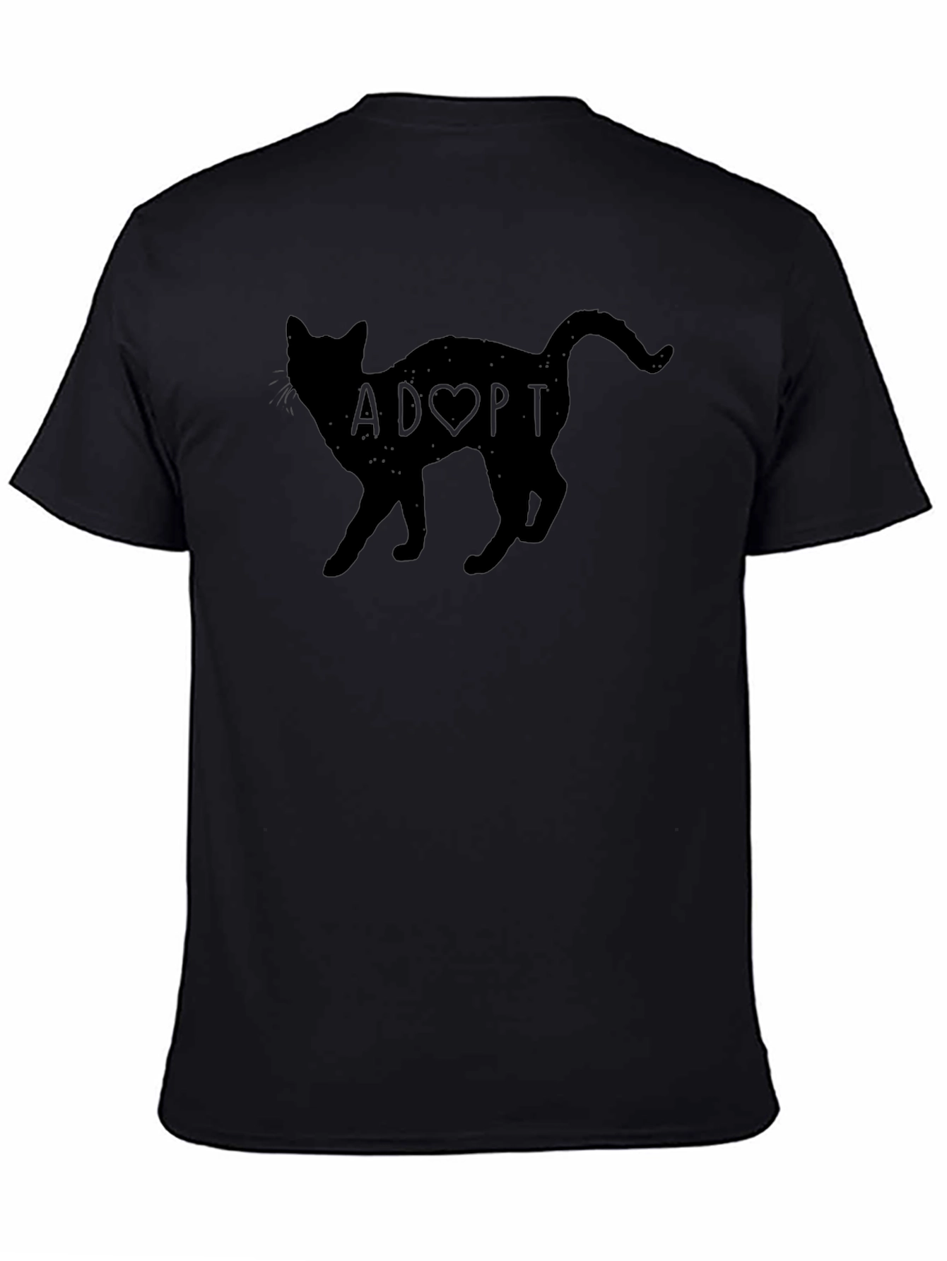 Adopt a Cat Graphic T-Shirt - Black