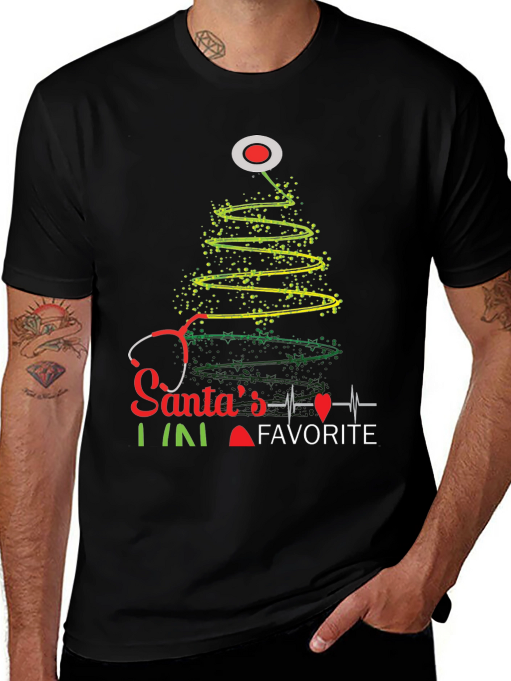 Santas Favorite Nurse Christmas Tree T-Shirt