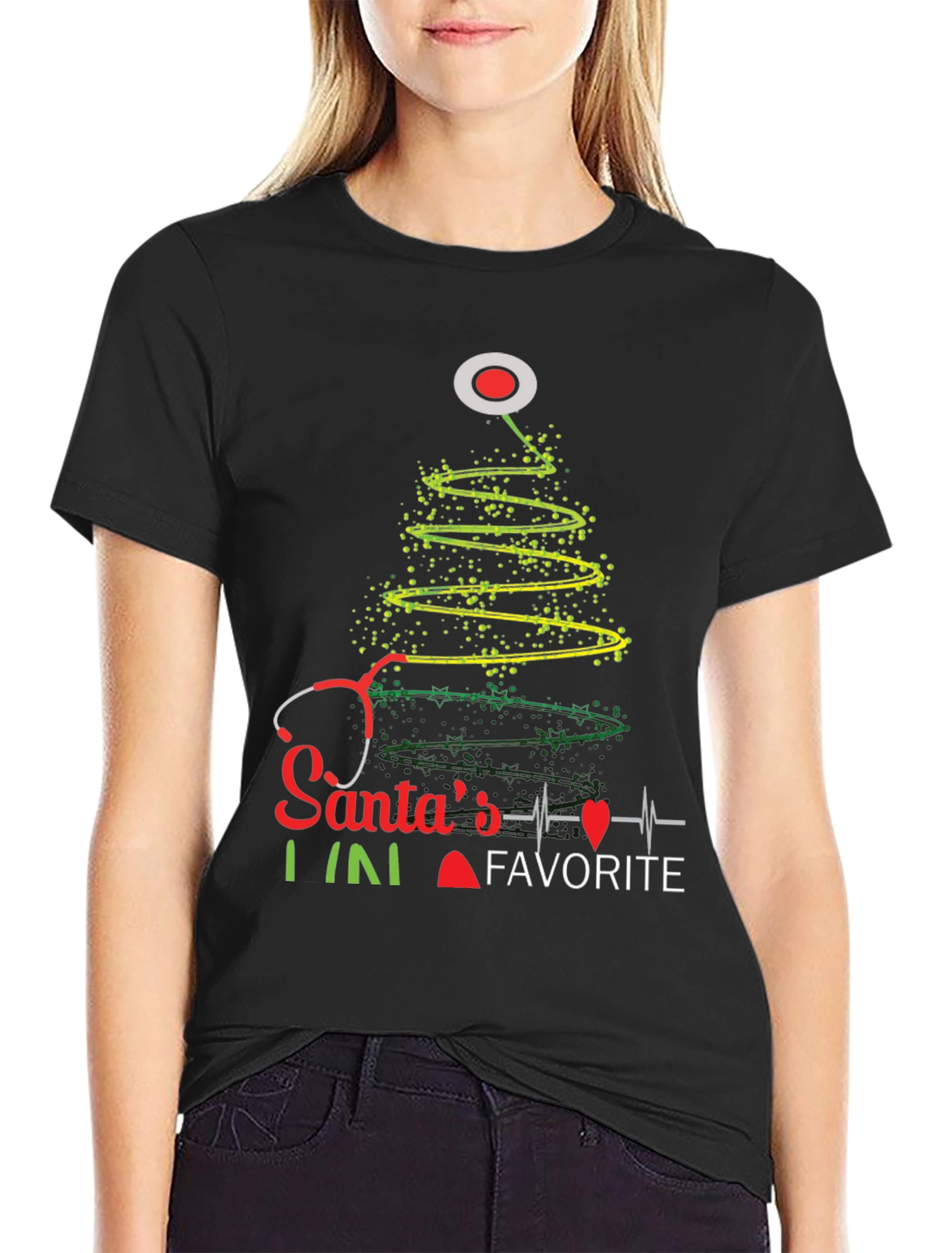 Santas Favorite Nurse Christmas Tree T-Shirt