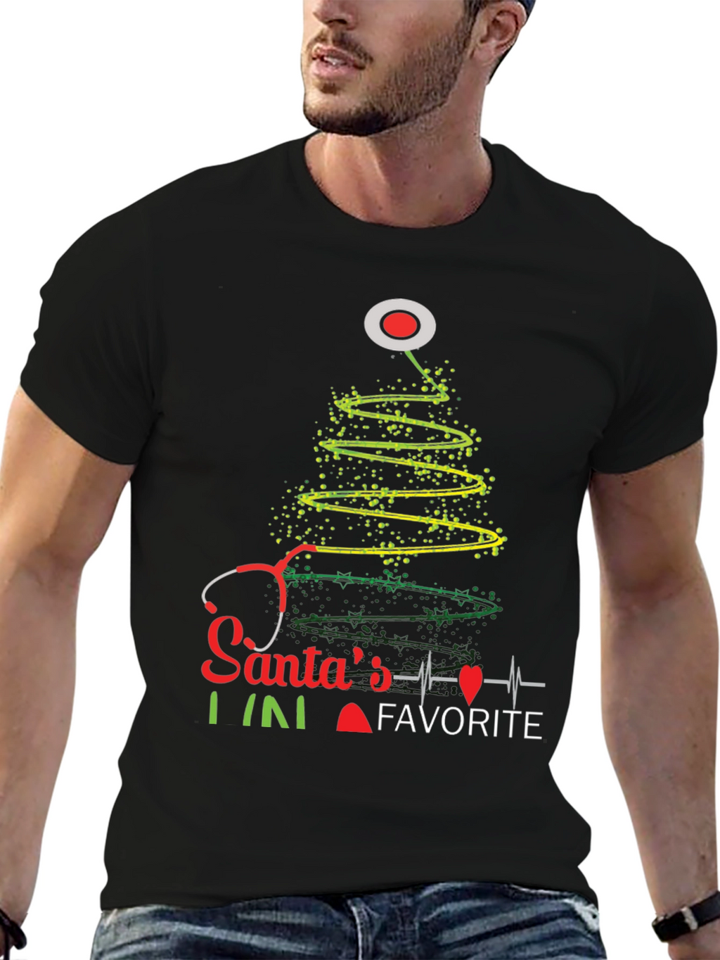 Santas Favorite Nurse Christmas Tree T-Shirt