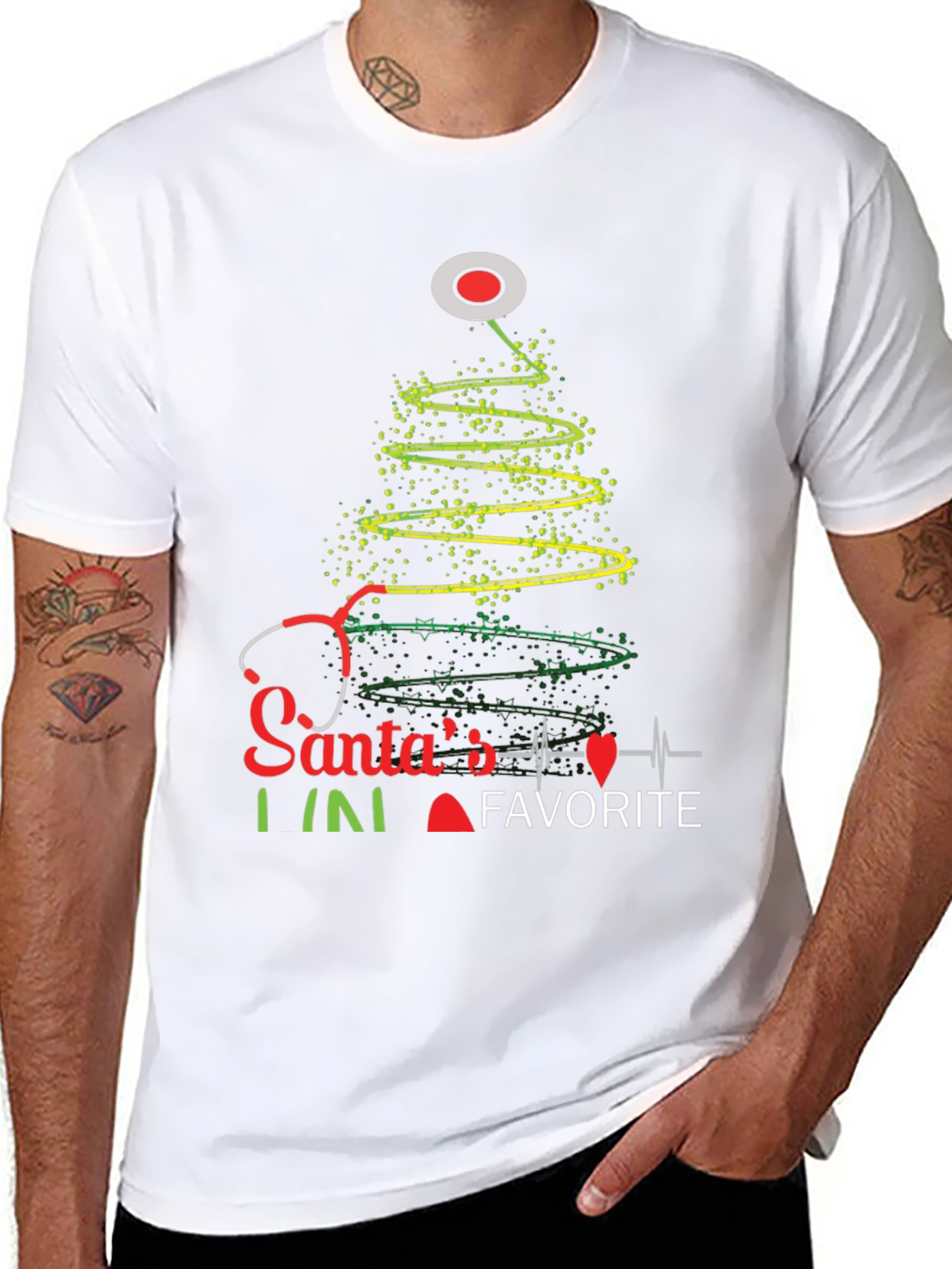 Santas Favorite Nurse Christmas Tree T-Shirt