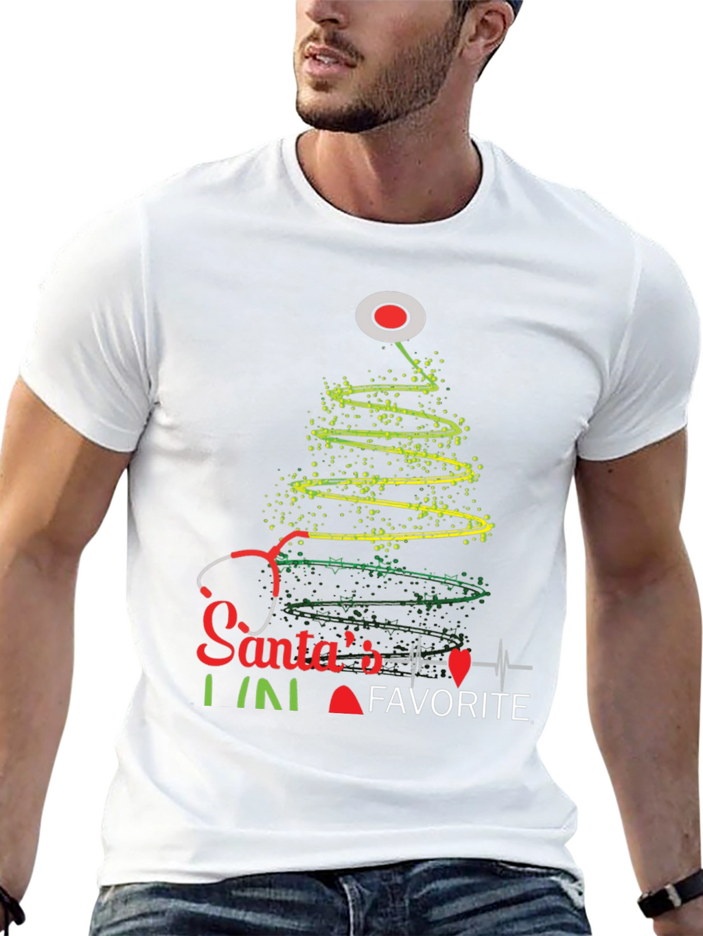 Santas Favorite Nurse Christmas Tree T-Shirt
