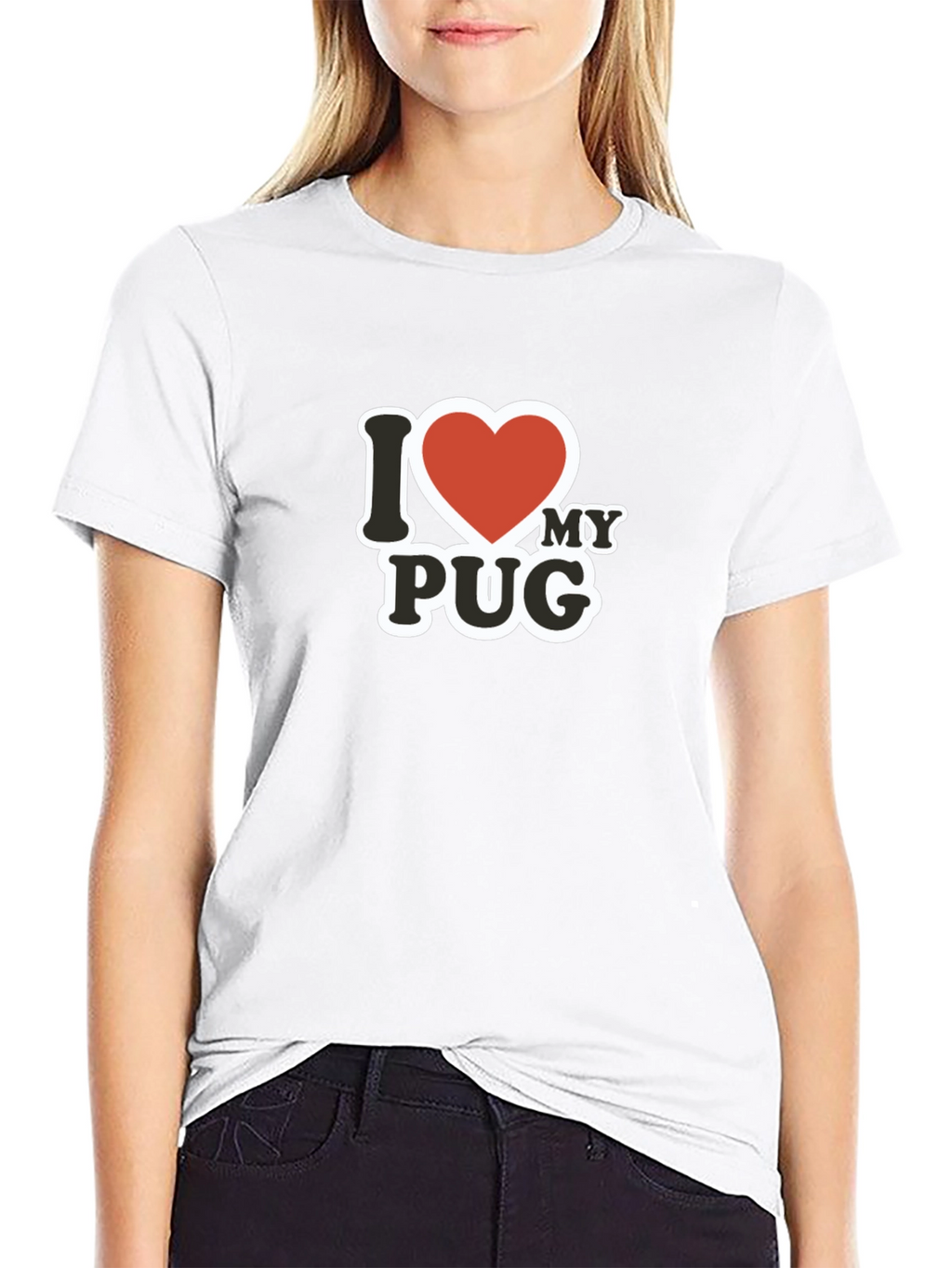 I Love My Pug T-Shirt - Black Cotton Tee