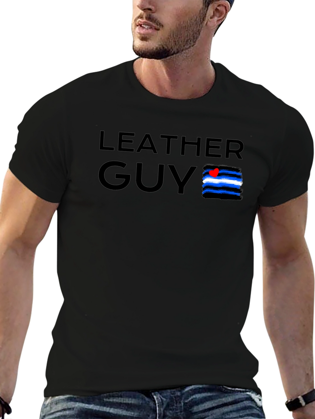 Leather Guy Pride Tee - Black Cotton T-Shirt