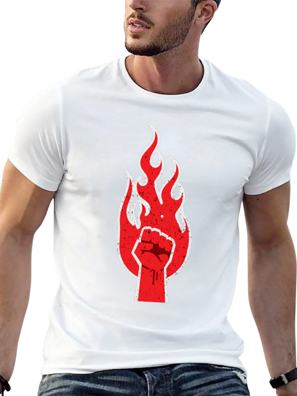 Fiery Fist Graphic Tee - Bold Rebellion Style