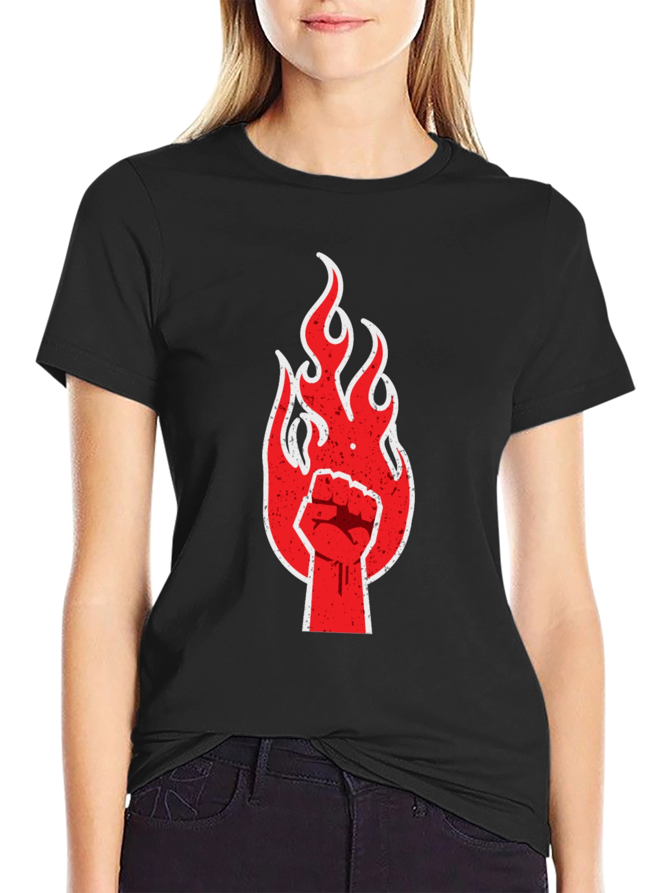 Fiery Fist Graphic Tee - Bold Rebellion Style
