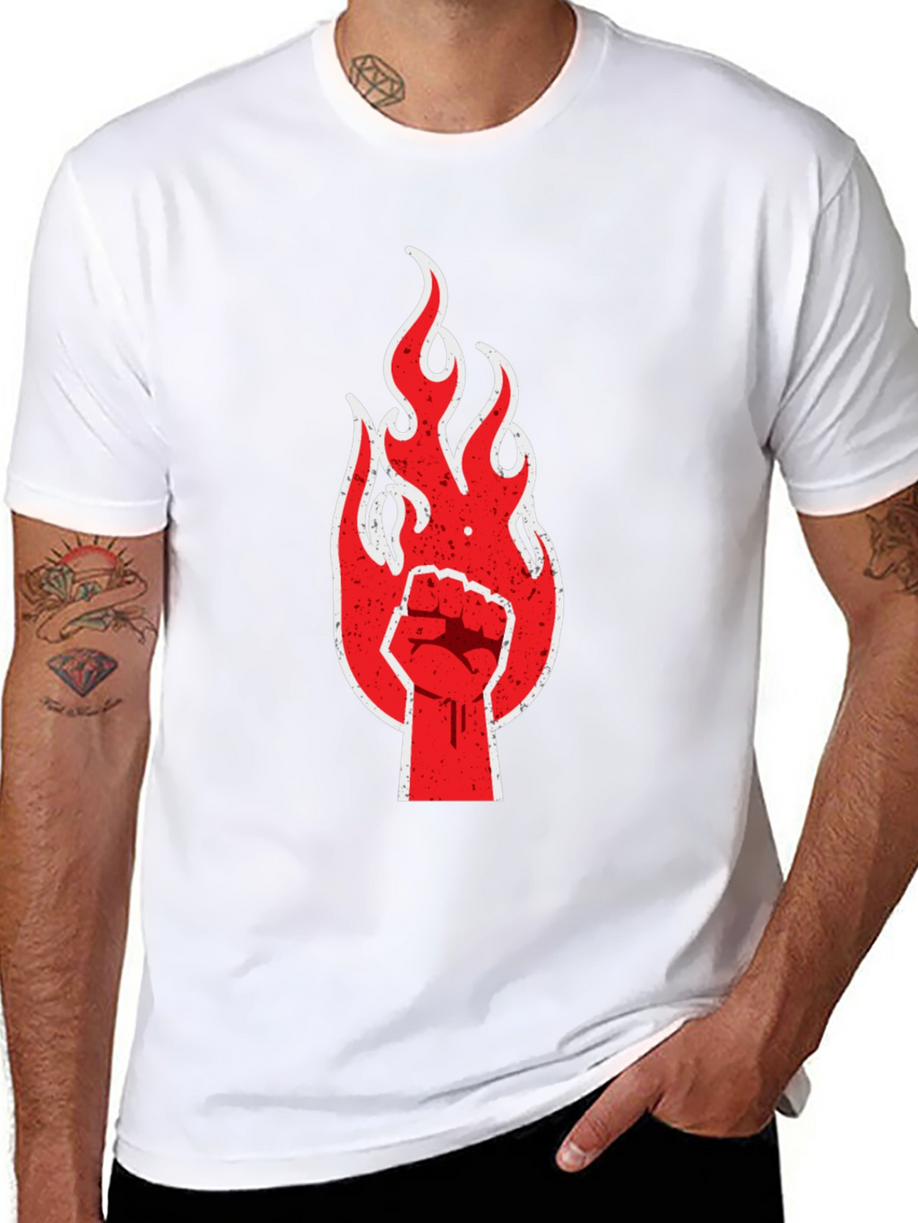 Fiery Fist Graphic Tee - Bold Rebellion Style