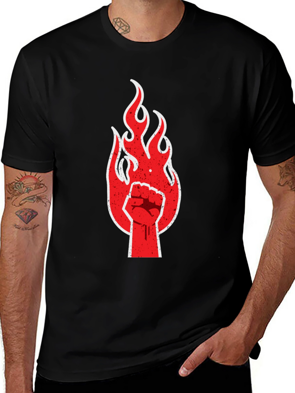 Fiery Fist Graphic Tee - Bold Rebellion Style