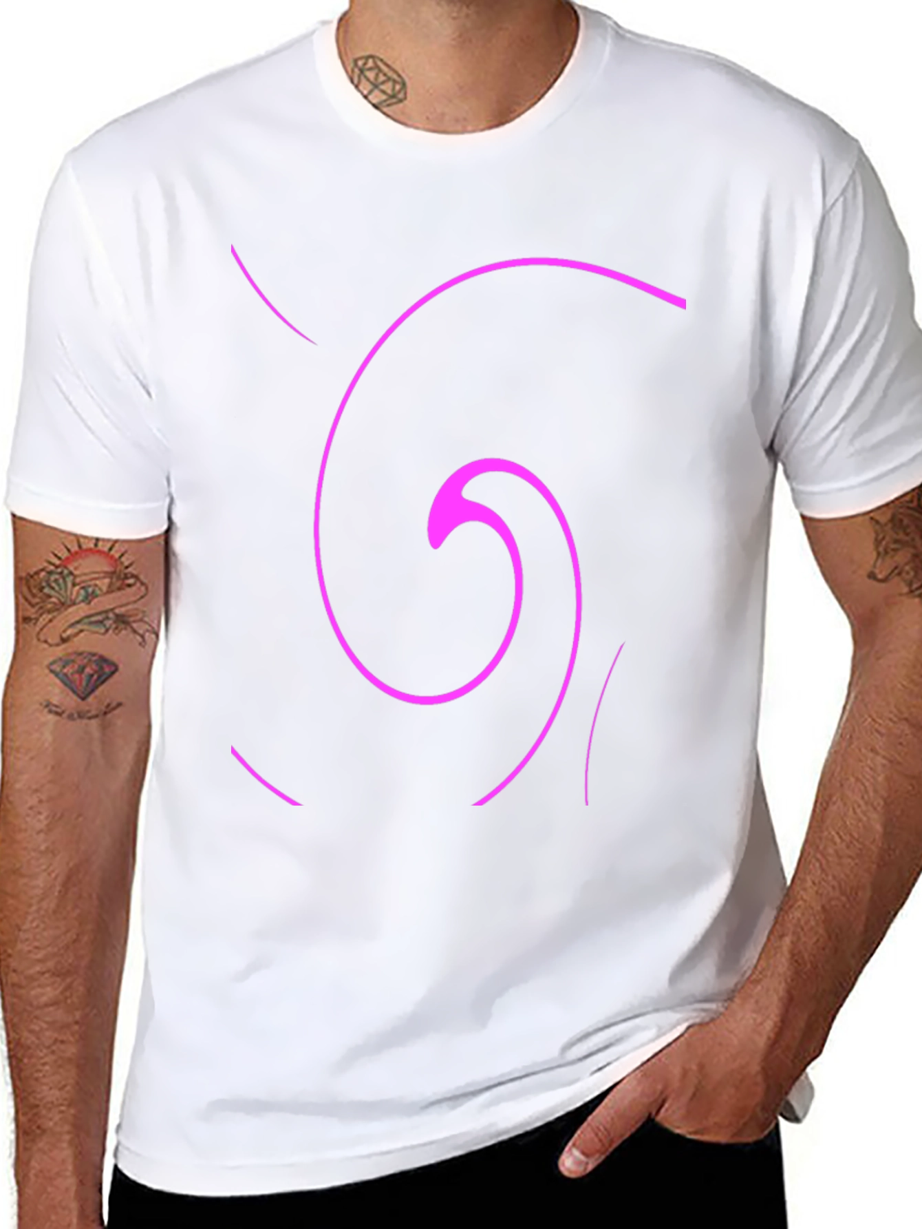Abstract Swirl Graphic Tee - Casual Black T-Shirt