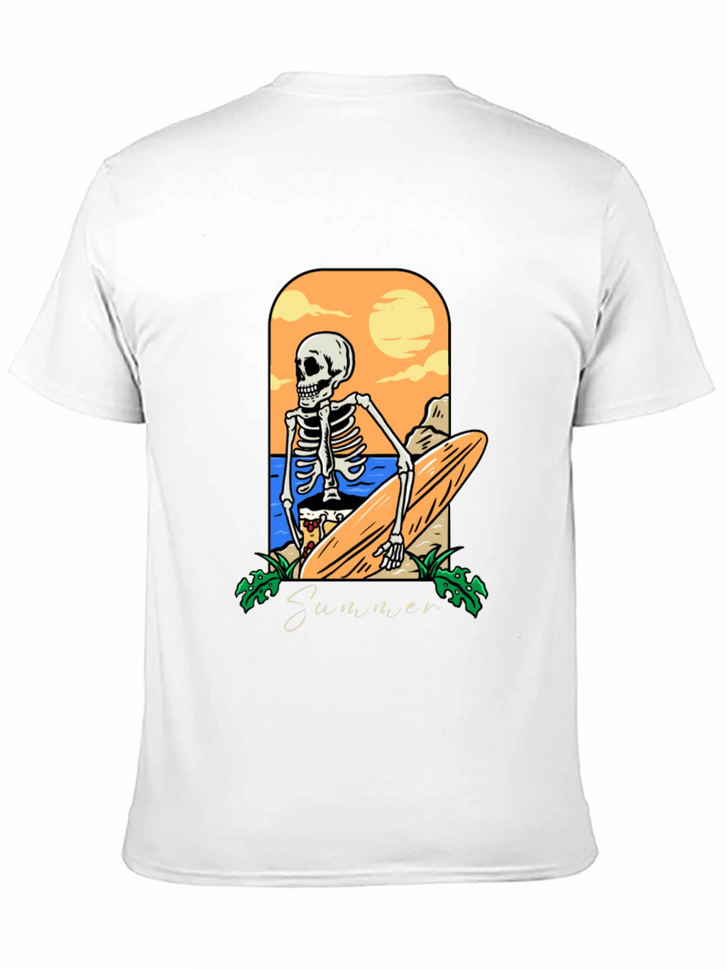 Summer Skeleton Surfboard Graphic Tee