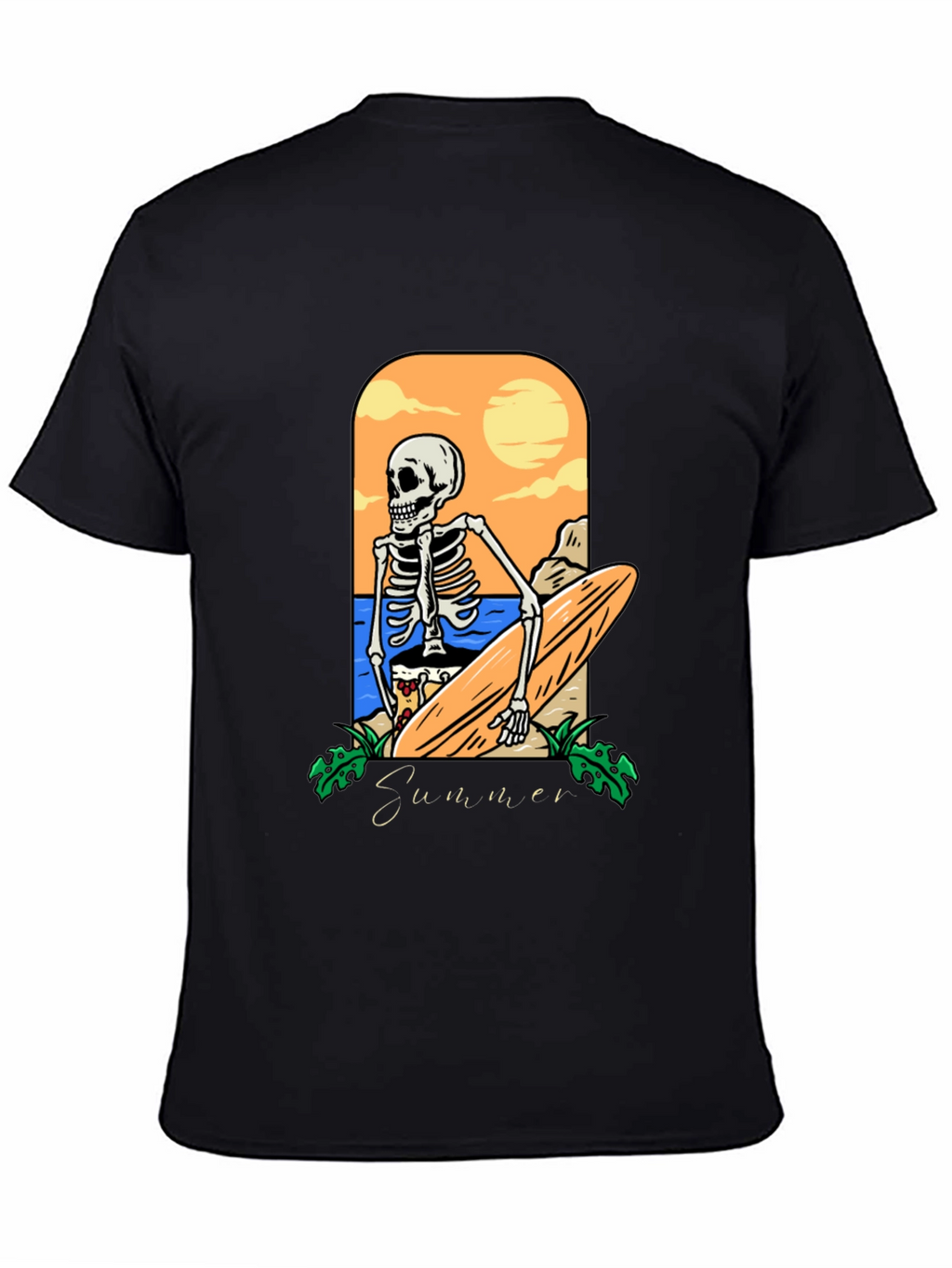 Summer Skeleton Surfboard Graphic Tee
