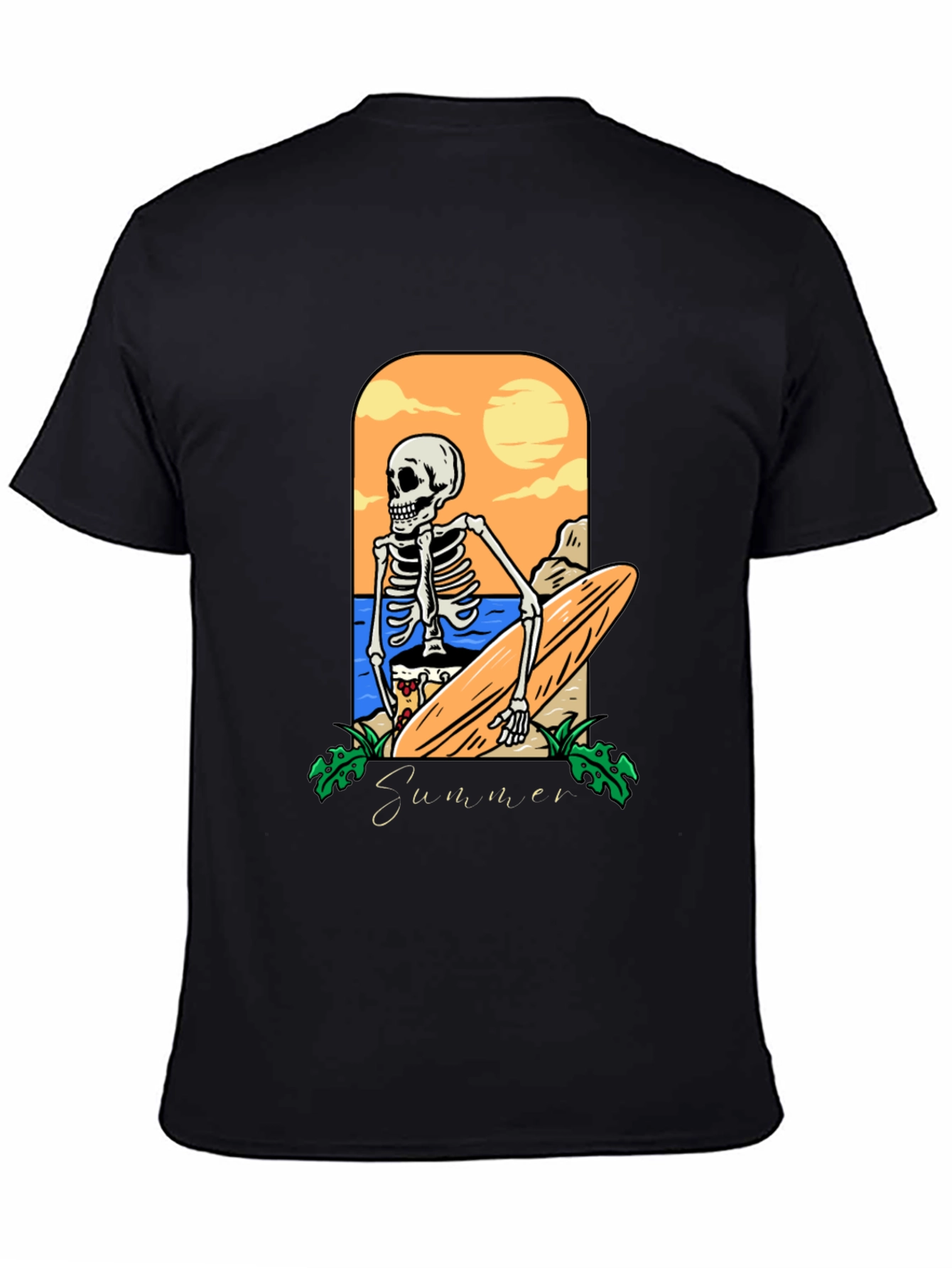 Summer Skeleton Surfboard Graphic Tee