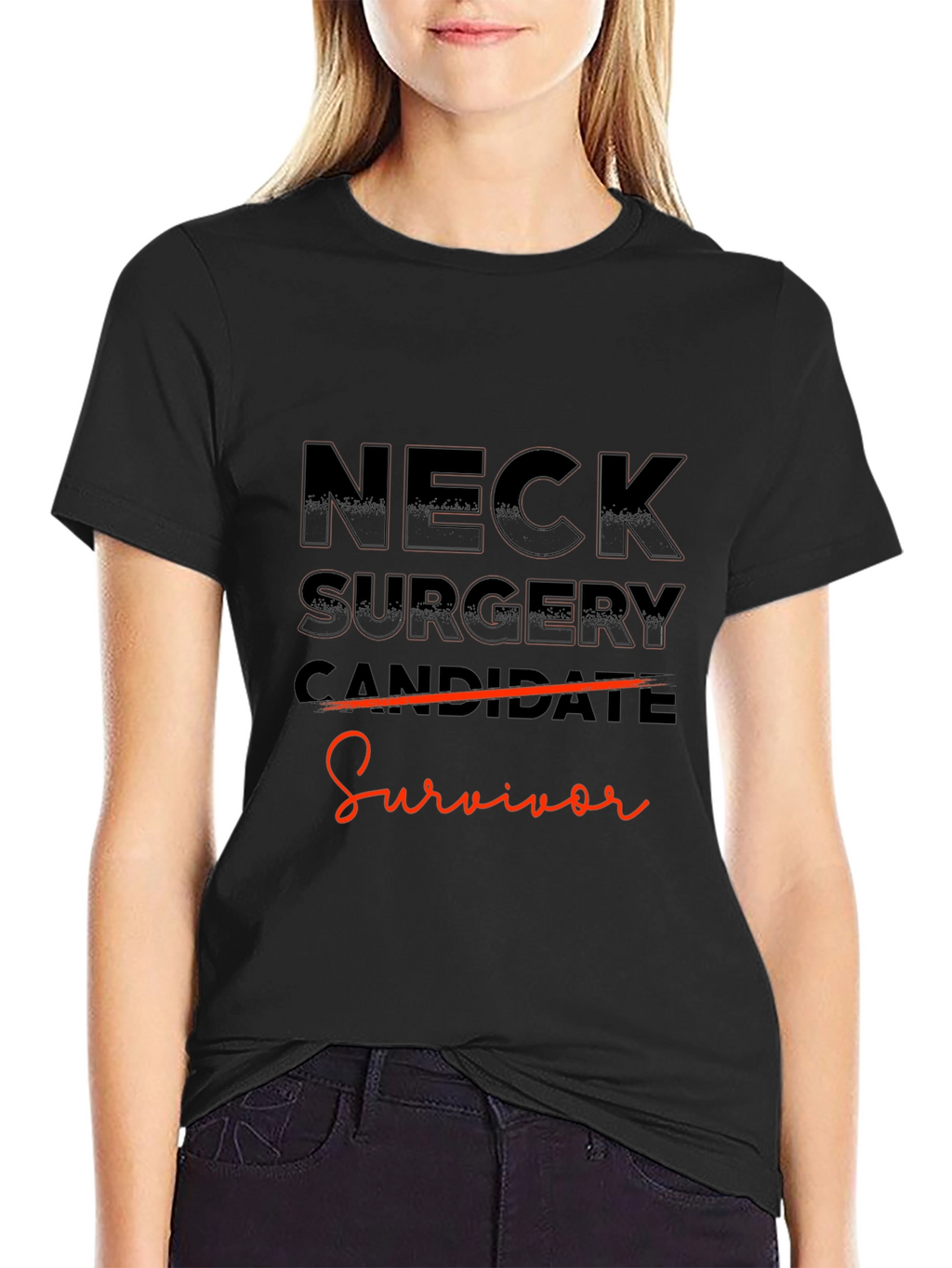 Neck Surgery Survivor Black T-Shirt