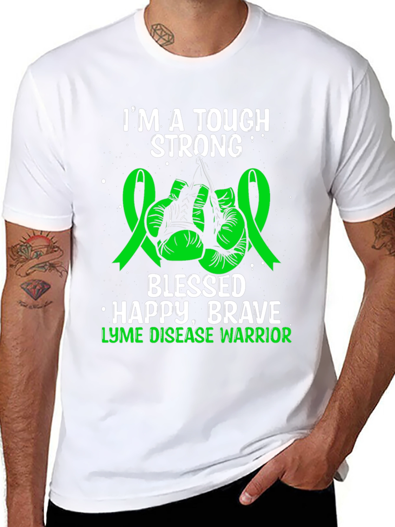 Lyme Disease Warrior T-Shirt Tough Strong Blessed Brave Tee