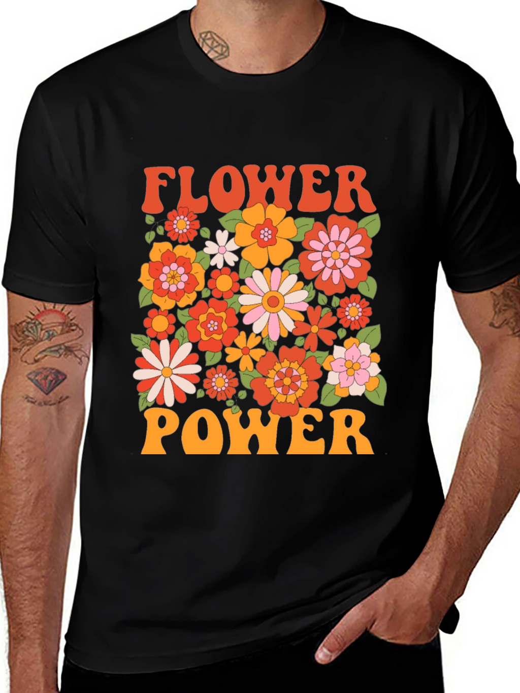 Retro Flower Power Graphic T-Shirt