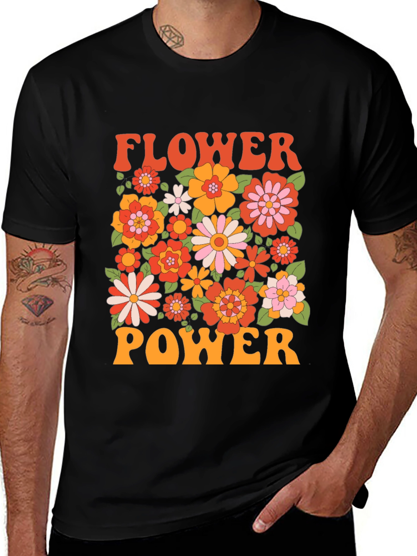 Retro Flower Power Graphic T-Shirt