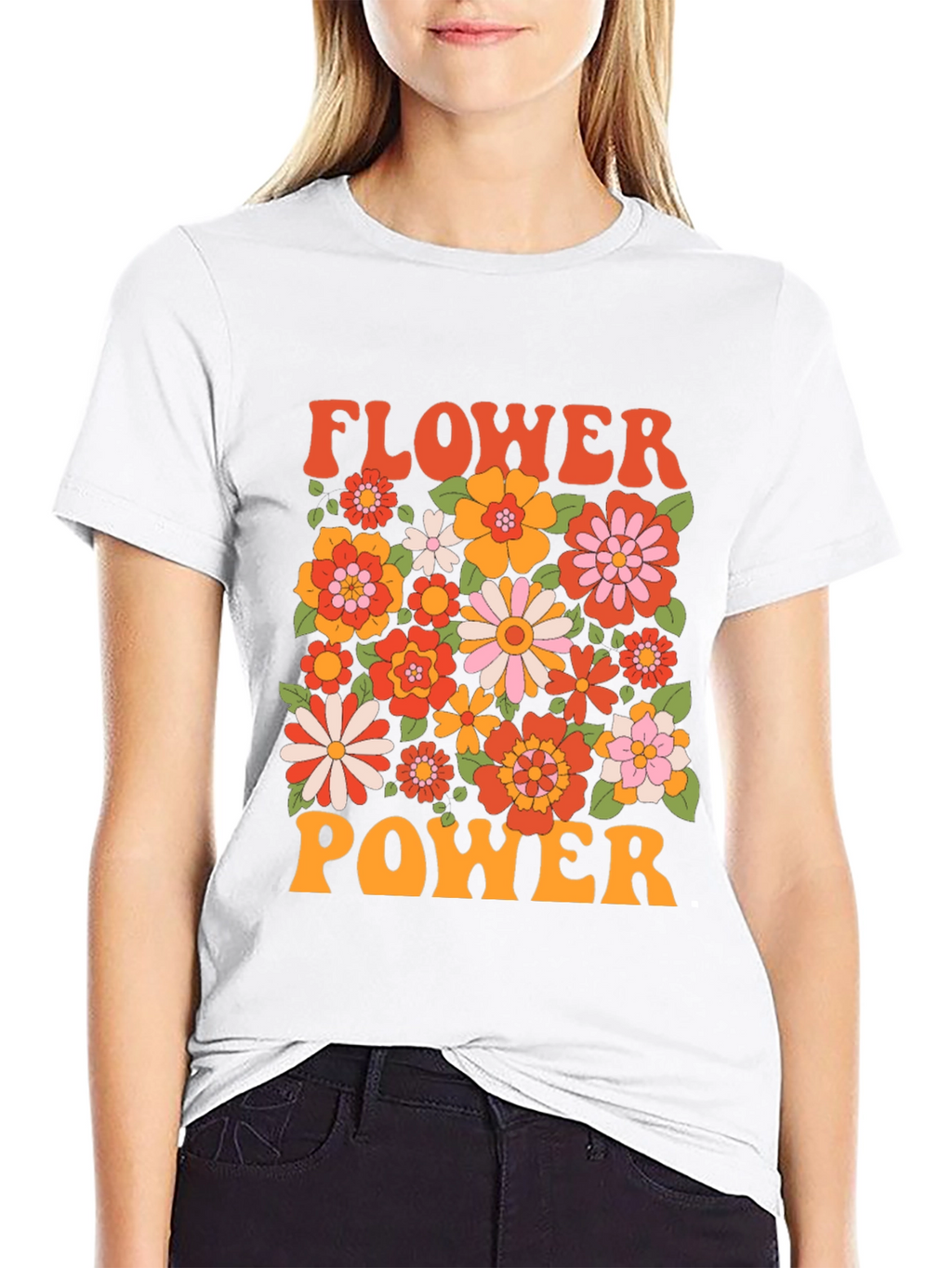 Retro Flower Power Graphic T-Shirt