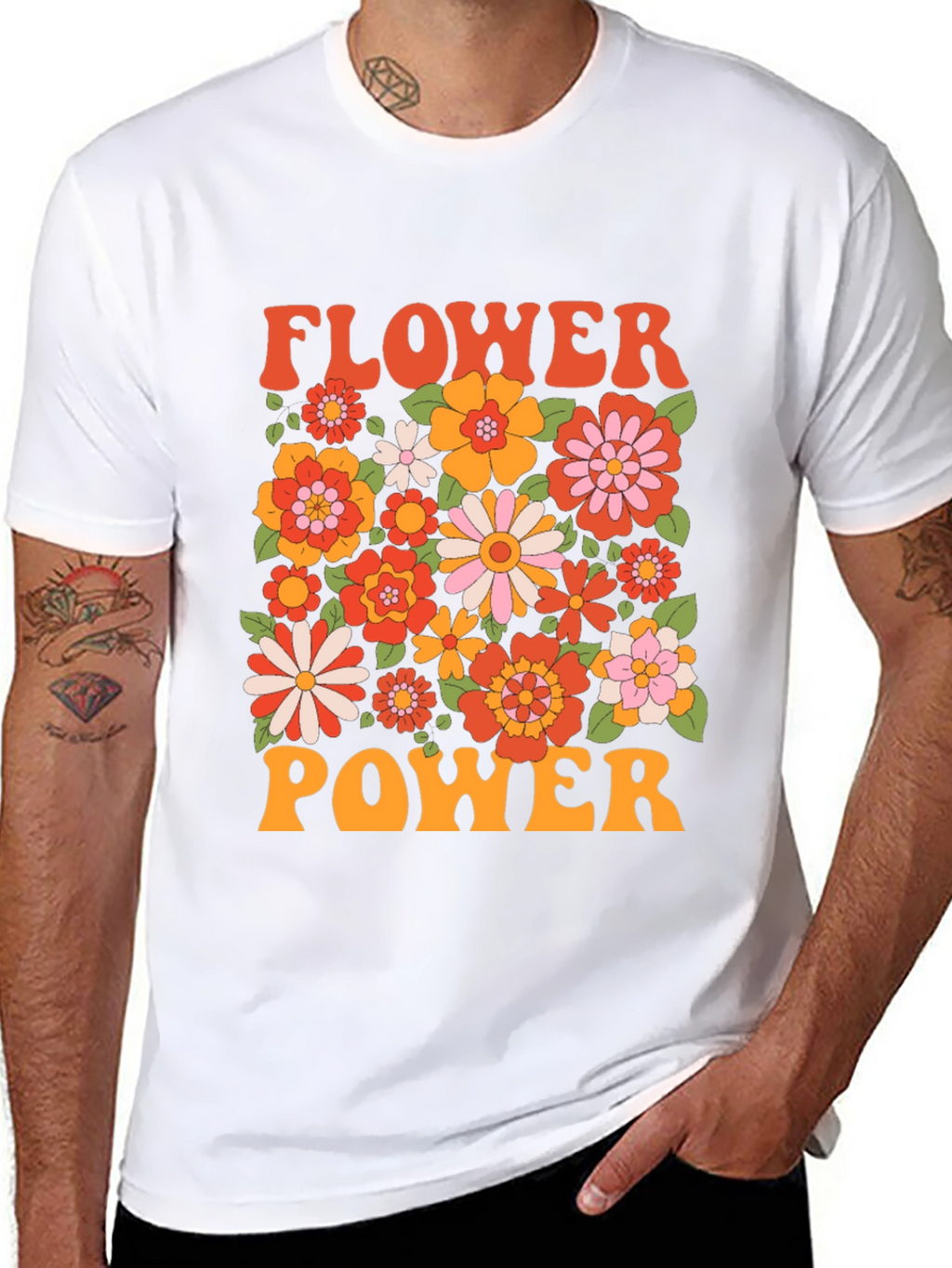 Retro Flower Power Graphic T-Shirt