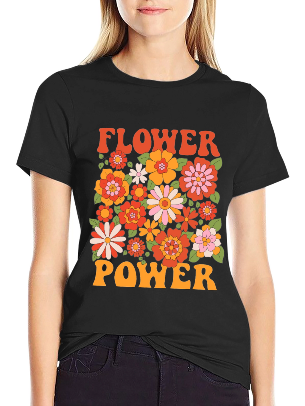 Retro Flower Power Graphic T-Shirt