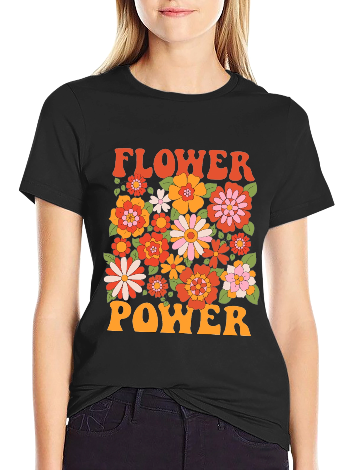 Retro Flower Power Graphic T-Shirt
