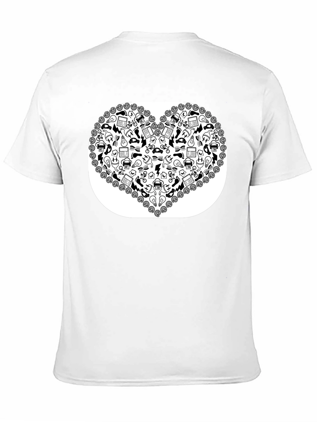 Heart Icon Pattern Black T-Shirt