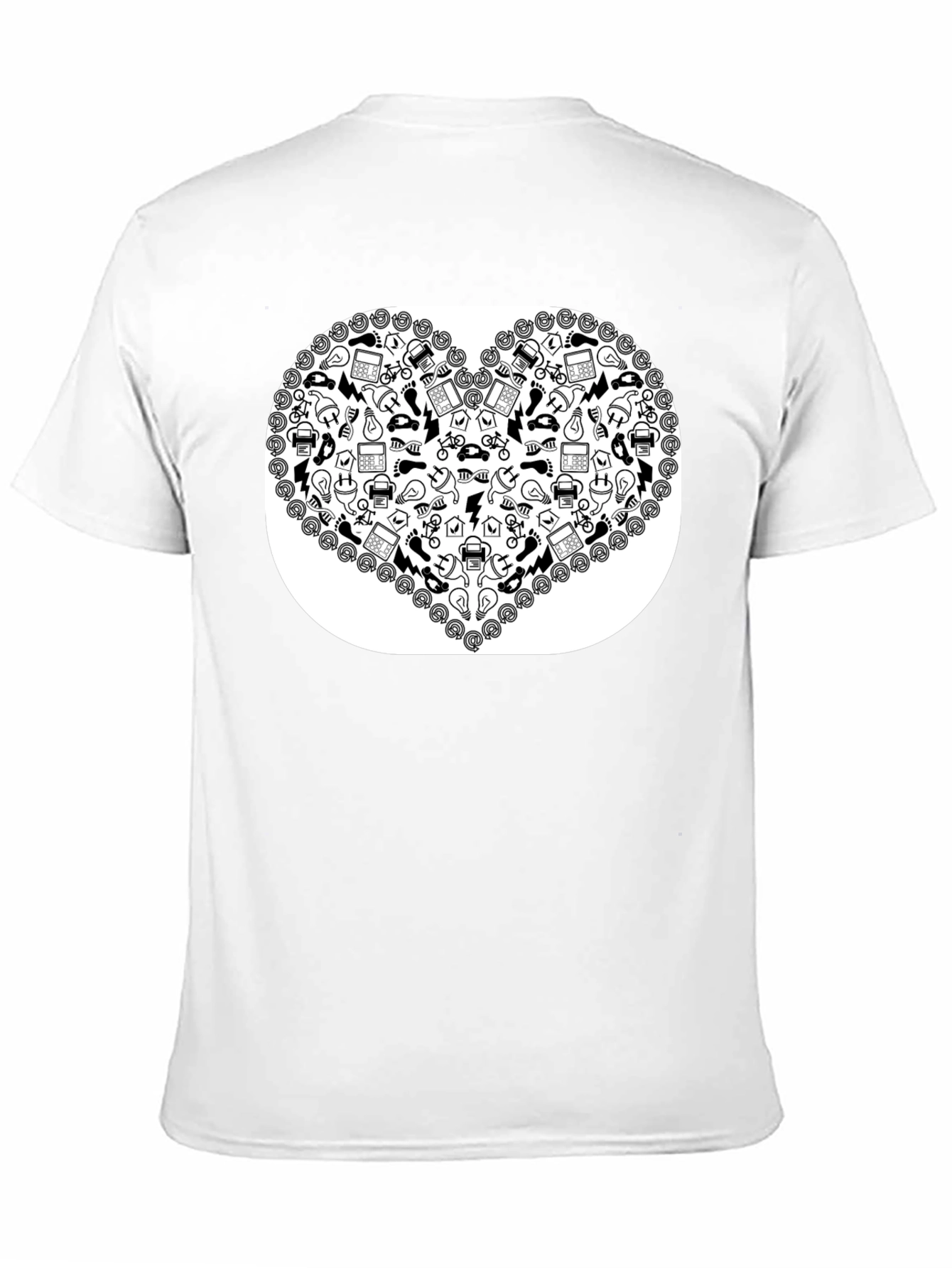 Heart Icon Pattern Black T-Shirt