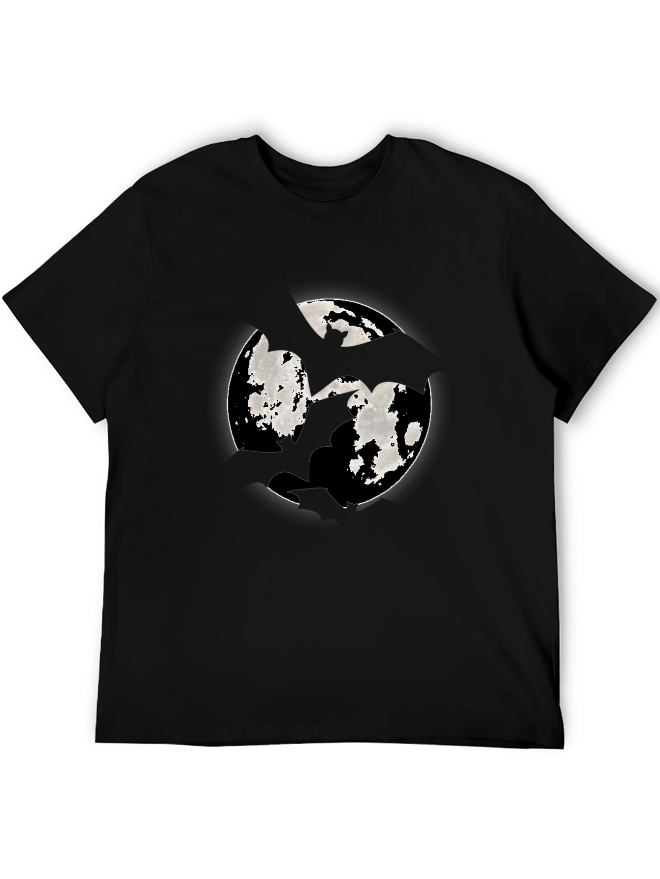 Moon Bat Graphic Tee - Mens Black Cotton T-Shirt