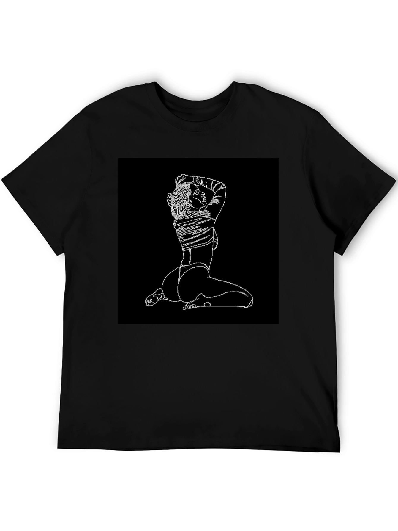 Minimalist Line Art Graphic Black T-Shirt