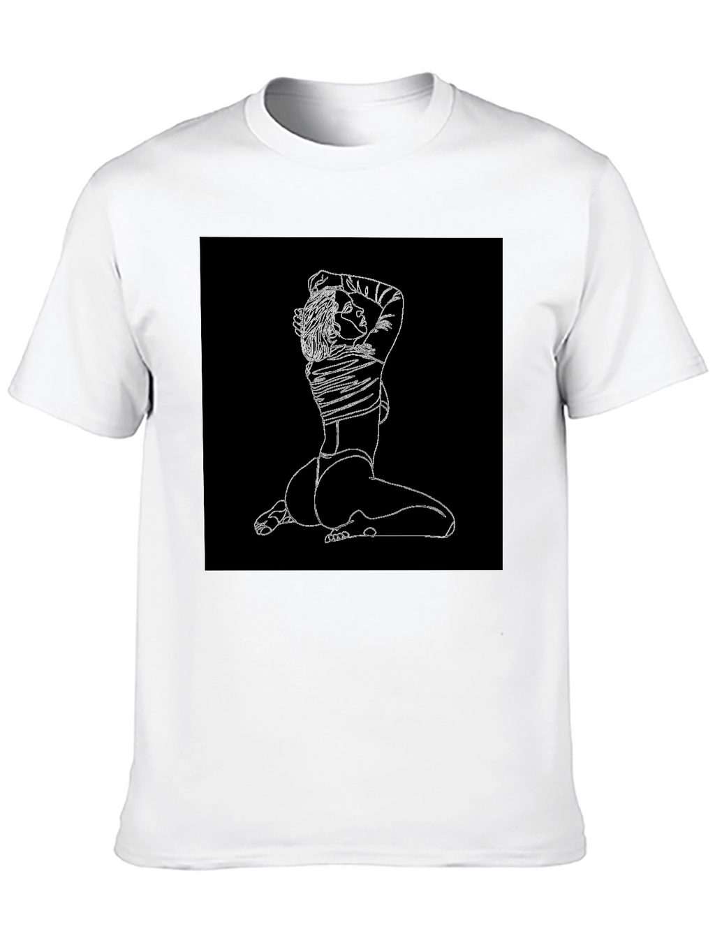 Minimalist Line Art Graphic Black T-Shirt