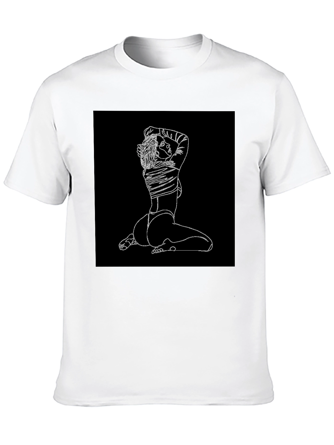 Minimalist Line Art Graphic Black T-Shirt