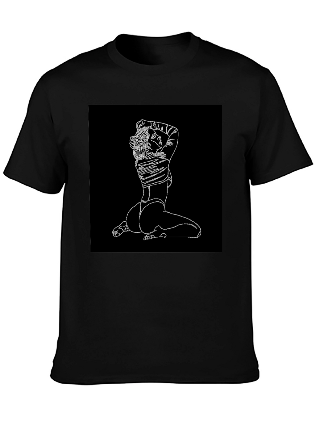 Minimalist Line Art Graphic Black T-Shirt